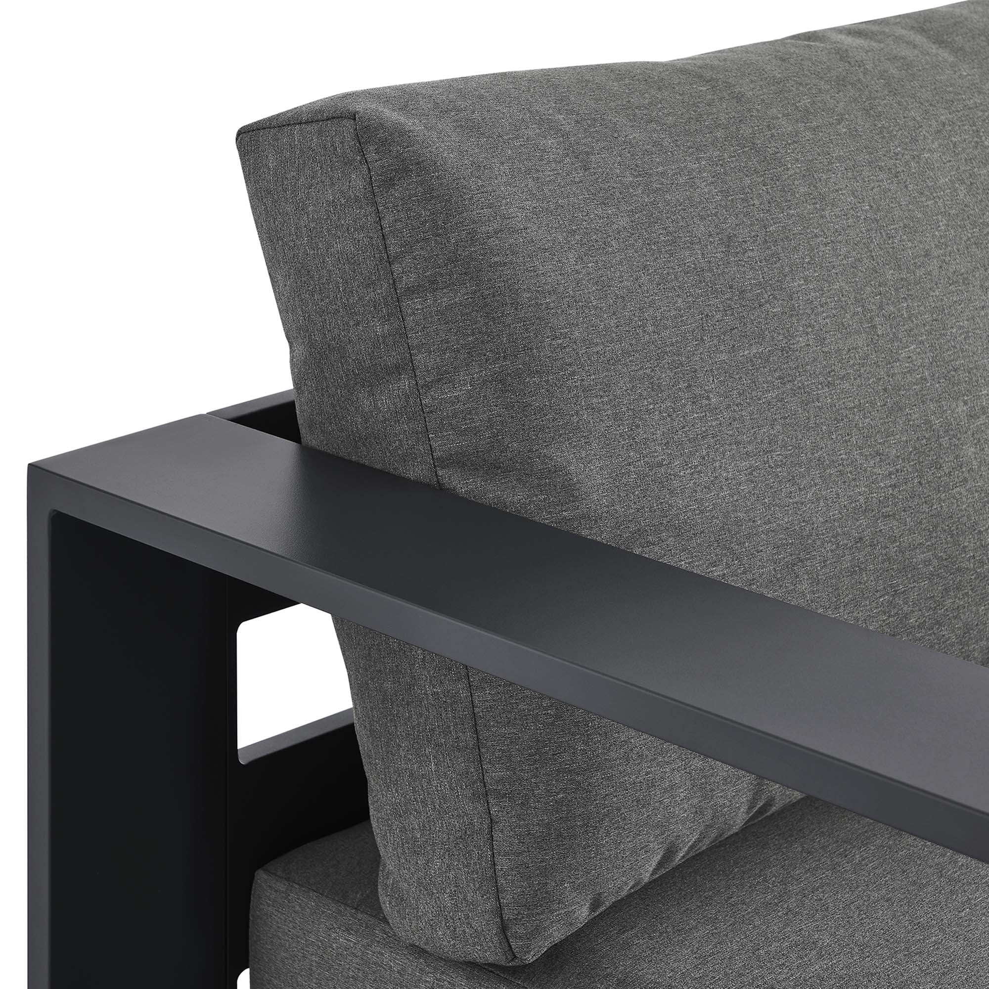 Tahoe Outdoor Patio Powder-Coated Aluminum Modular Left-Facing Chaise Lounge, Gray Charcoal