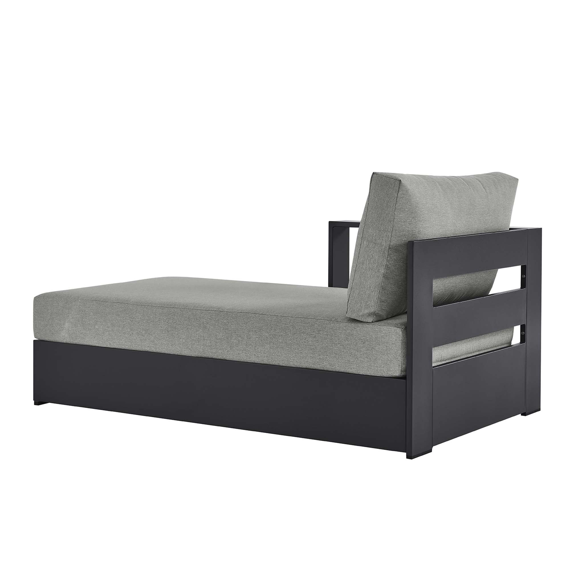 Tahoe Outdoor Patio Powder-Coated Aluminum Modular Left-Facing Chaise Lounge, Gray Gray