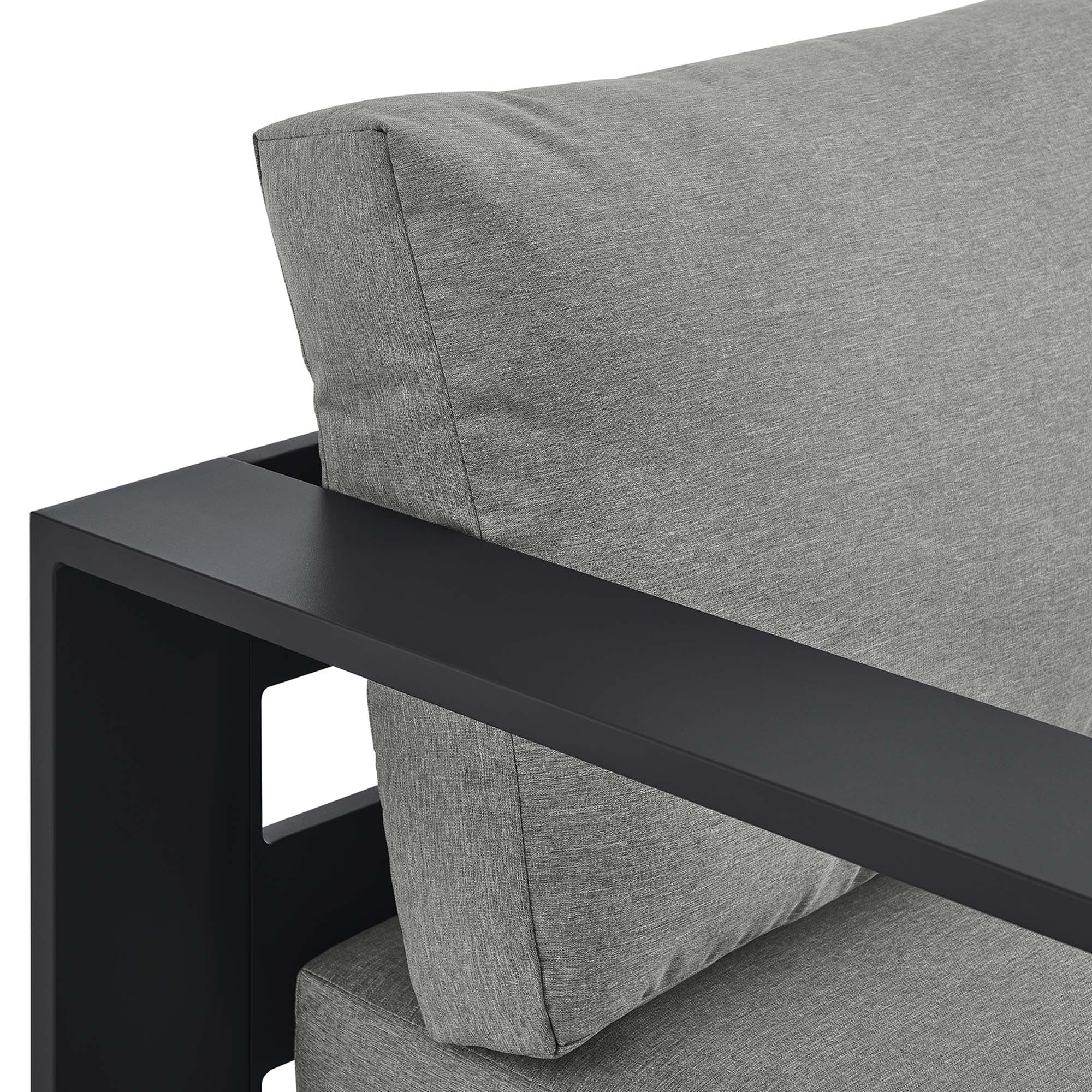Tahoe Outdoor Patio Powder-Coated Aluminum Modular Left-Facing Chaise Lounge, Gray Gray
