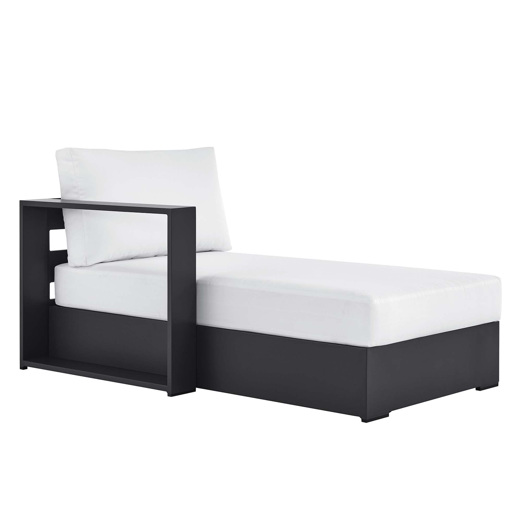 Tahoe Outdoor Patio Powder-Coated Aluminum Modular Left-Facing Chaise Lounge, Gray White