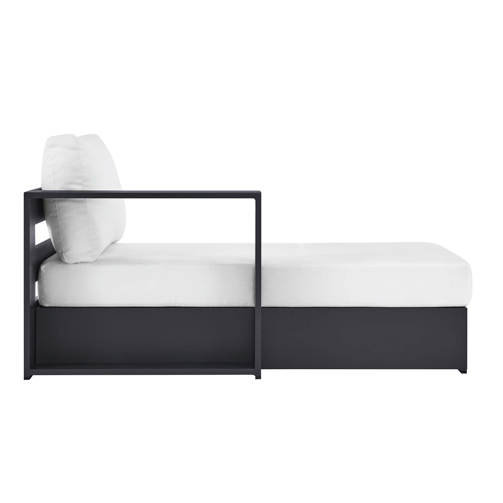 Tahoe Outdoor Patio Powder-Coated Aluminum Modular Left-Facing Chaise Lounge, Gray White