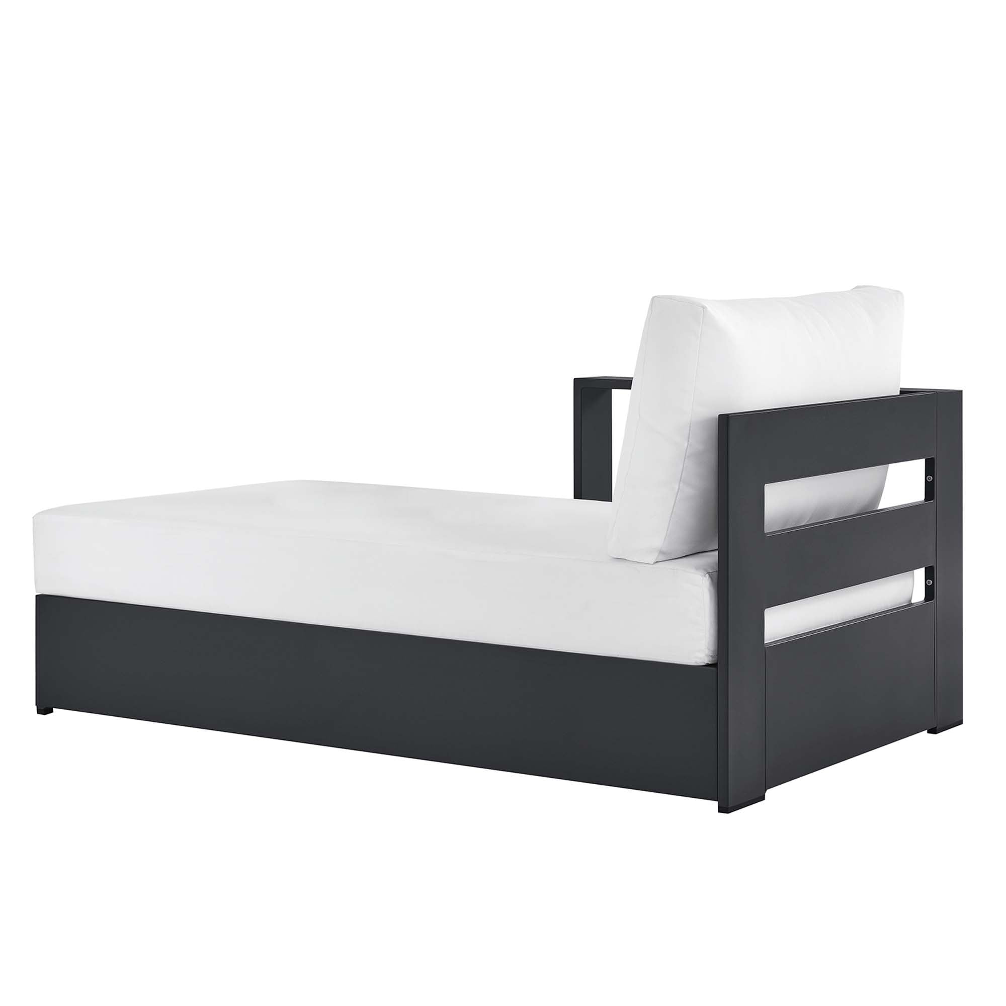 Tahoe Outdoor Patio Powder-Coated Aluminum Modular Left-Facing Chaise Lounge, Gray White