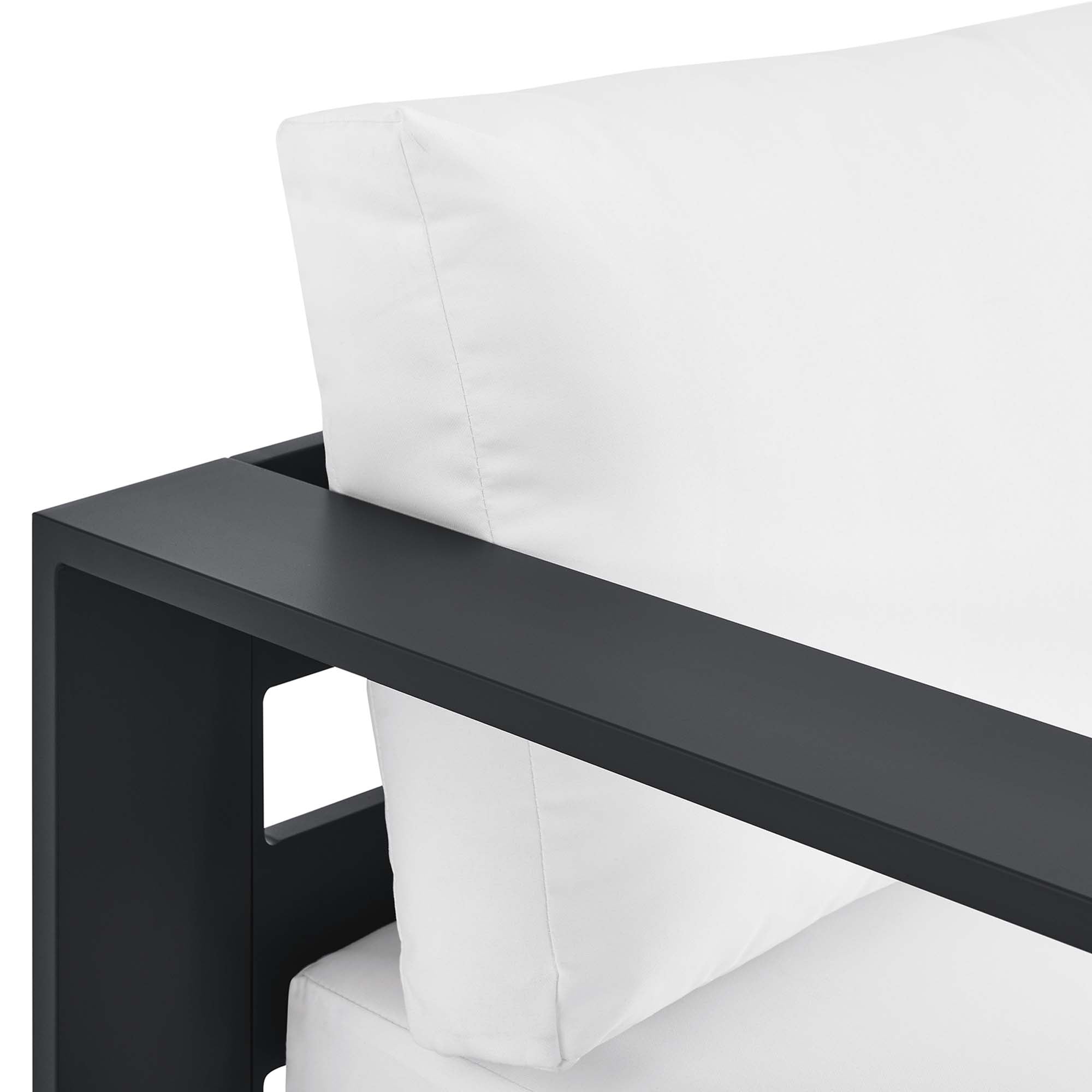Tahoe Outdoor Patio Powder-Coated Aluminum Modular Left-Facing Chaise Lounge, Gray White