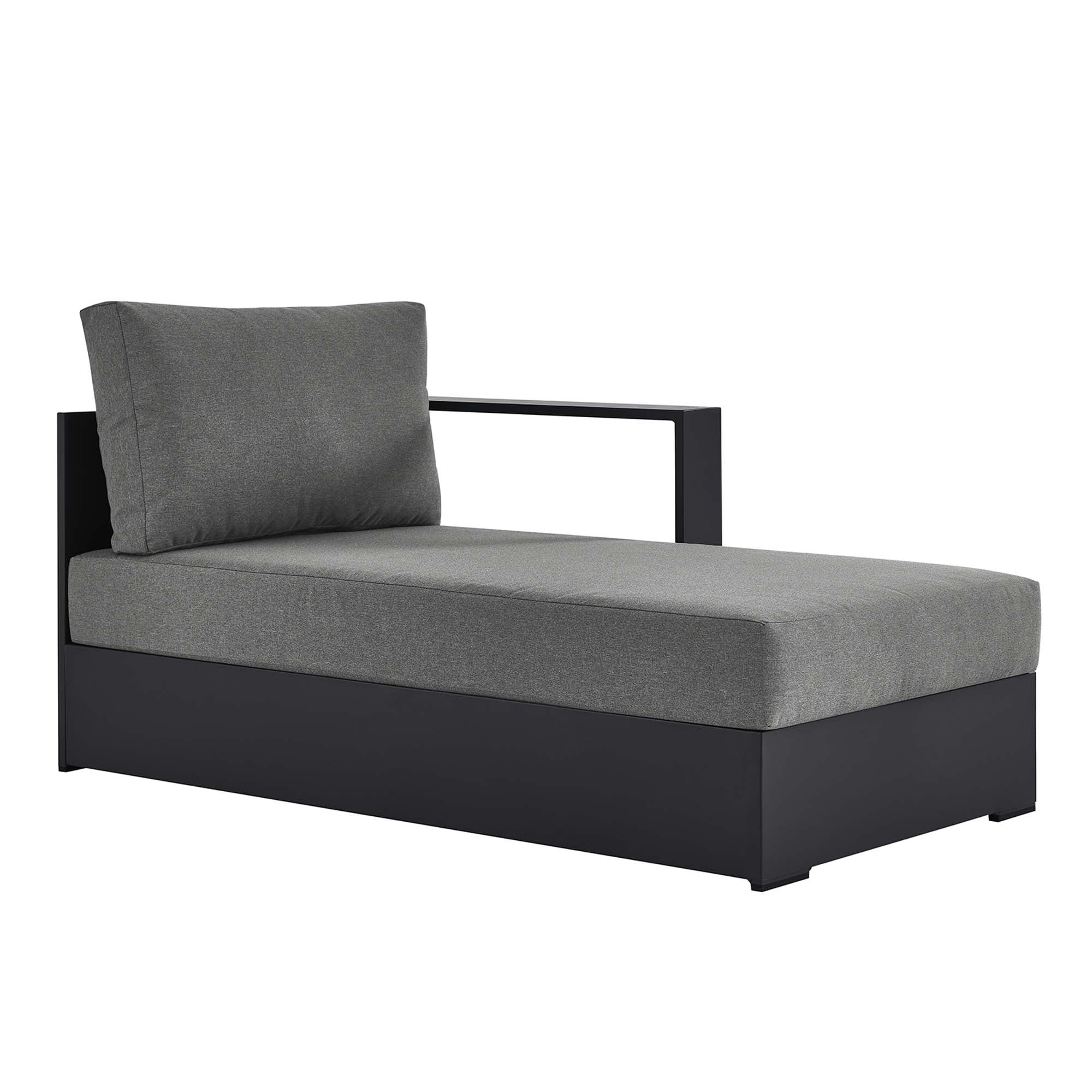 Tahoe Outdoor Patio Powder-Coated Aluminum Modular Right-Facing Chaise Lounge, Gray Charcoal