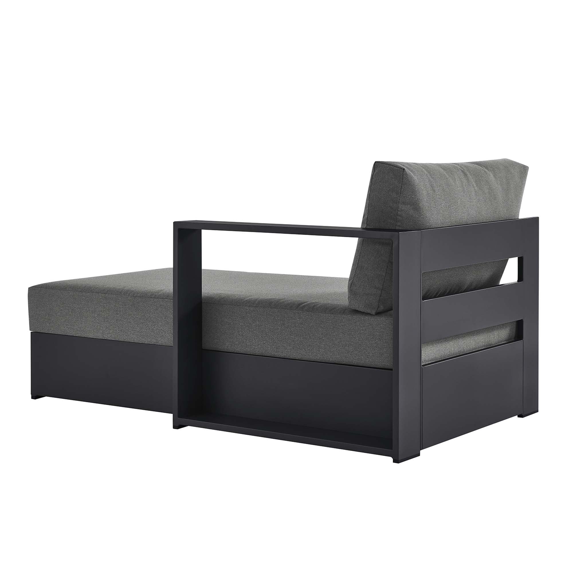 Tahoe Outdoor Patio Powder-Coated Aluminum Modular Right-Facing Chaise Lounge, Gray Charcoal