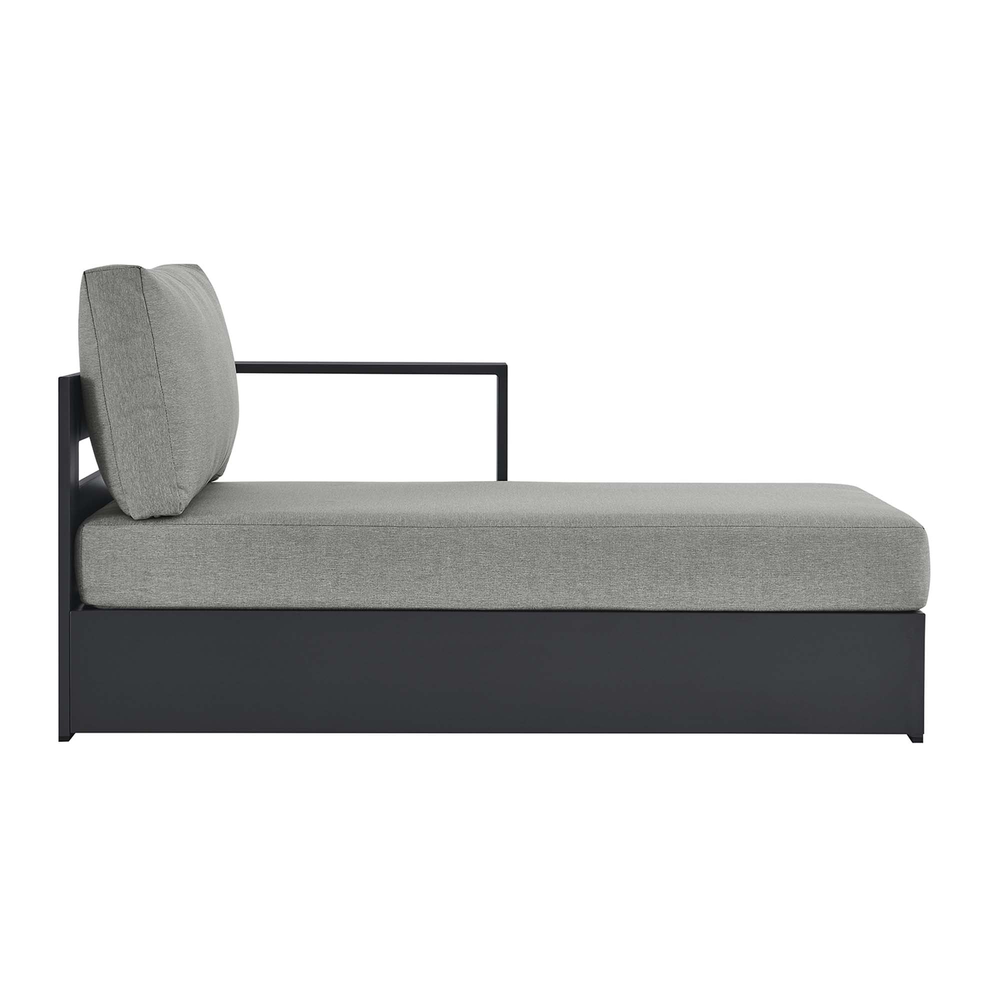 Tahoe Outdoor Patio Powder-Coated Aluminum Modular Right-Facing Chaise Lounge, Gray Gray