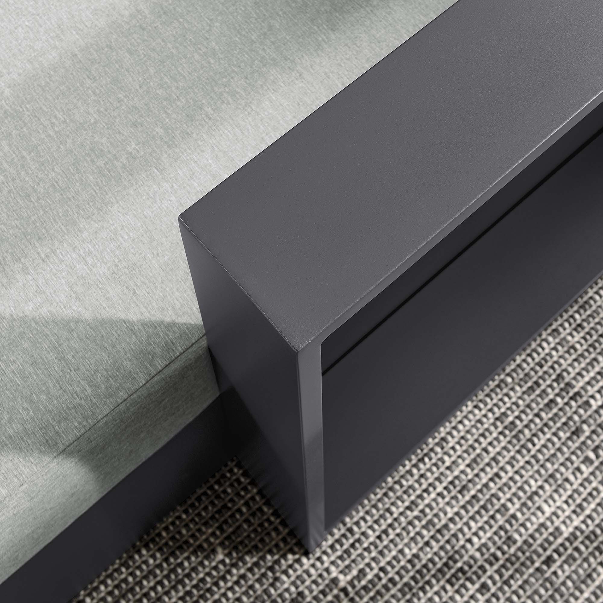 Tahoe Outdoor Patio Powder-Coated Aluminum Modular Right-Facing Chaise Lounge, Gray Gray
