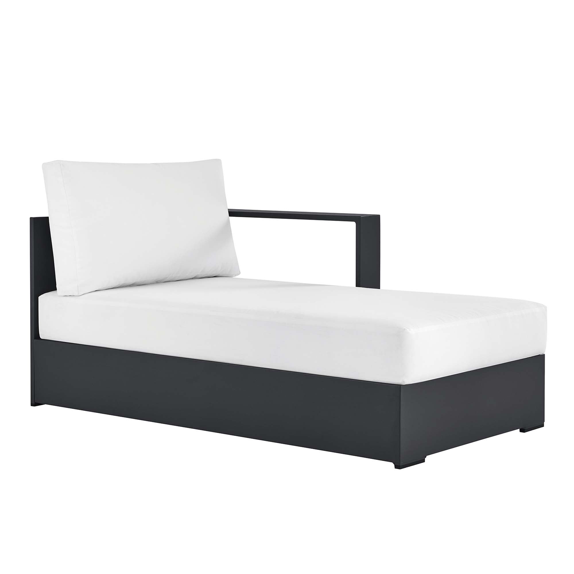 Tahoe Outdoor Patio Powder-Coated Aluminum Modular Right-Facing Chaise Lounge, Gray White
