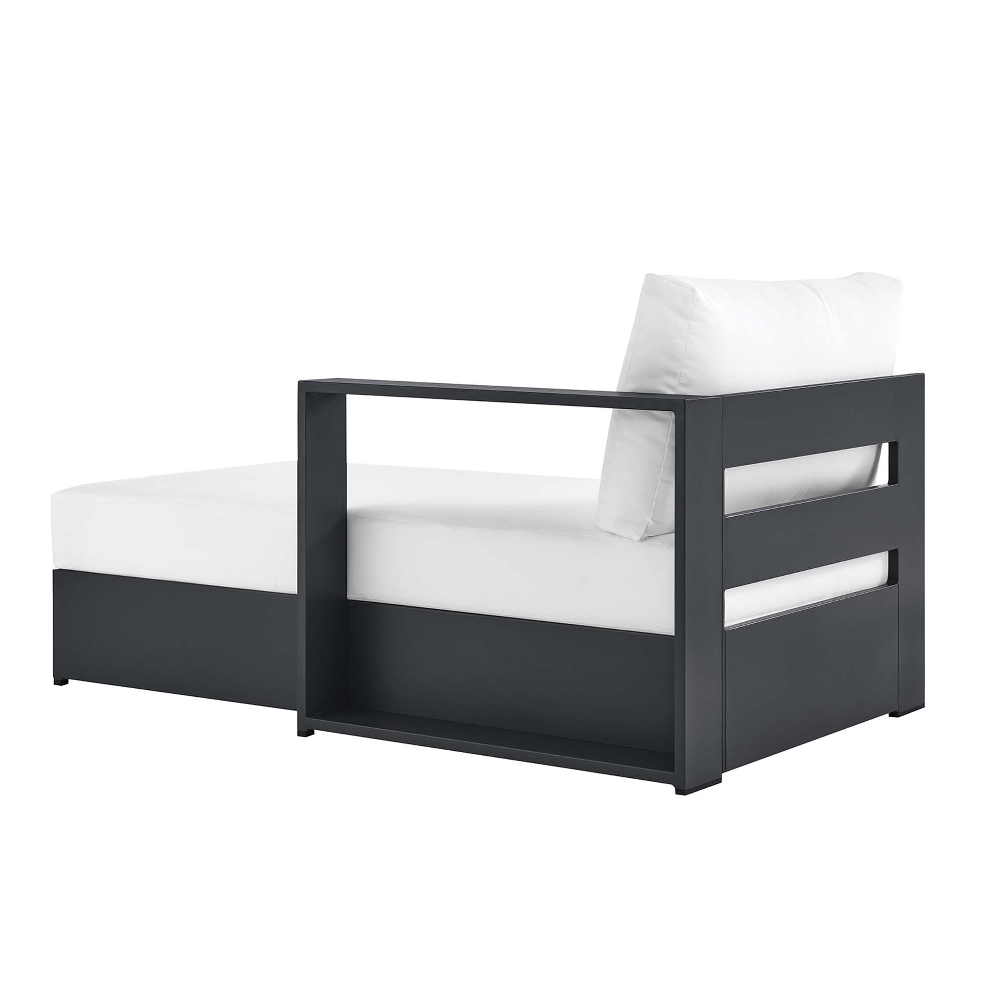 Tahoe Outdoor Patio Powder-Coated Aluminum Modular Right-Facing Chaise Lounge, Gray White