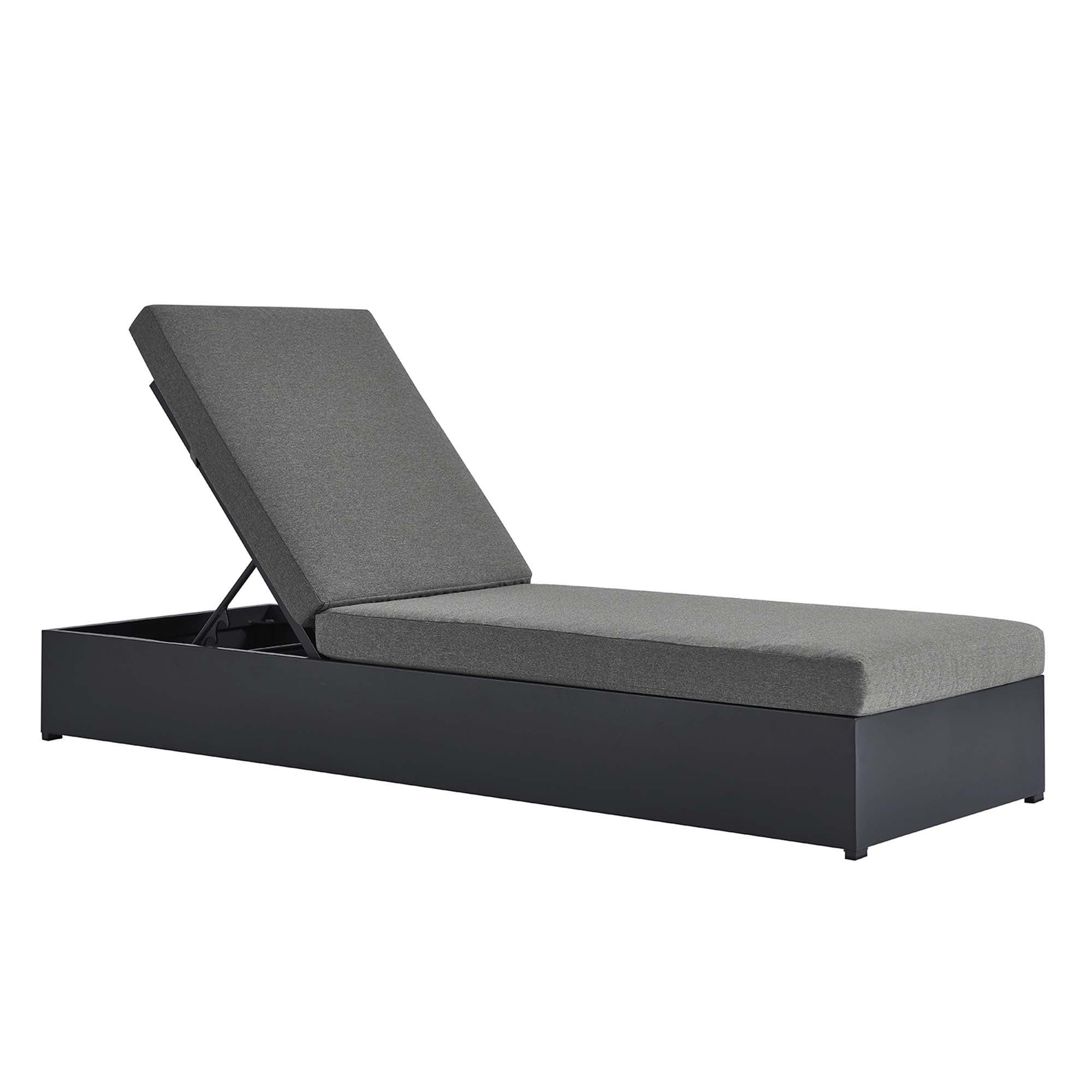 Tahoe Outdoor Patio Powder-Coated Aluminum Chaise Lounge Chair, Gray Charcoal