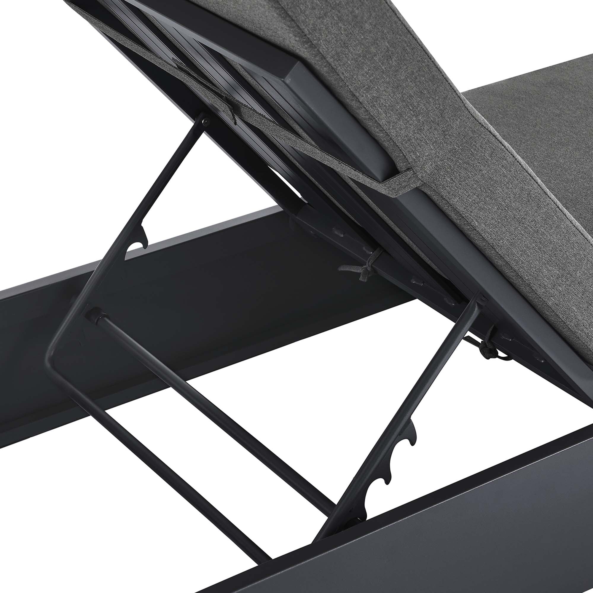 Tahoe Outdoor Patio Powder-Coated Aluminum Chaise Lounge Chair, Gray Charcoal