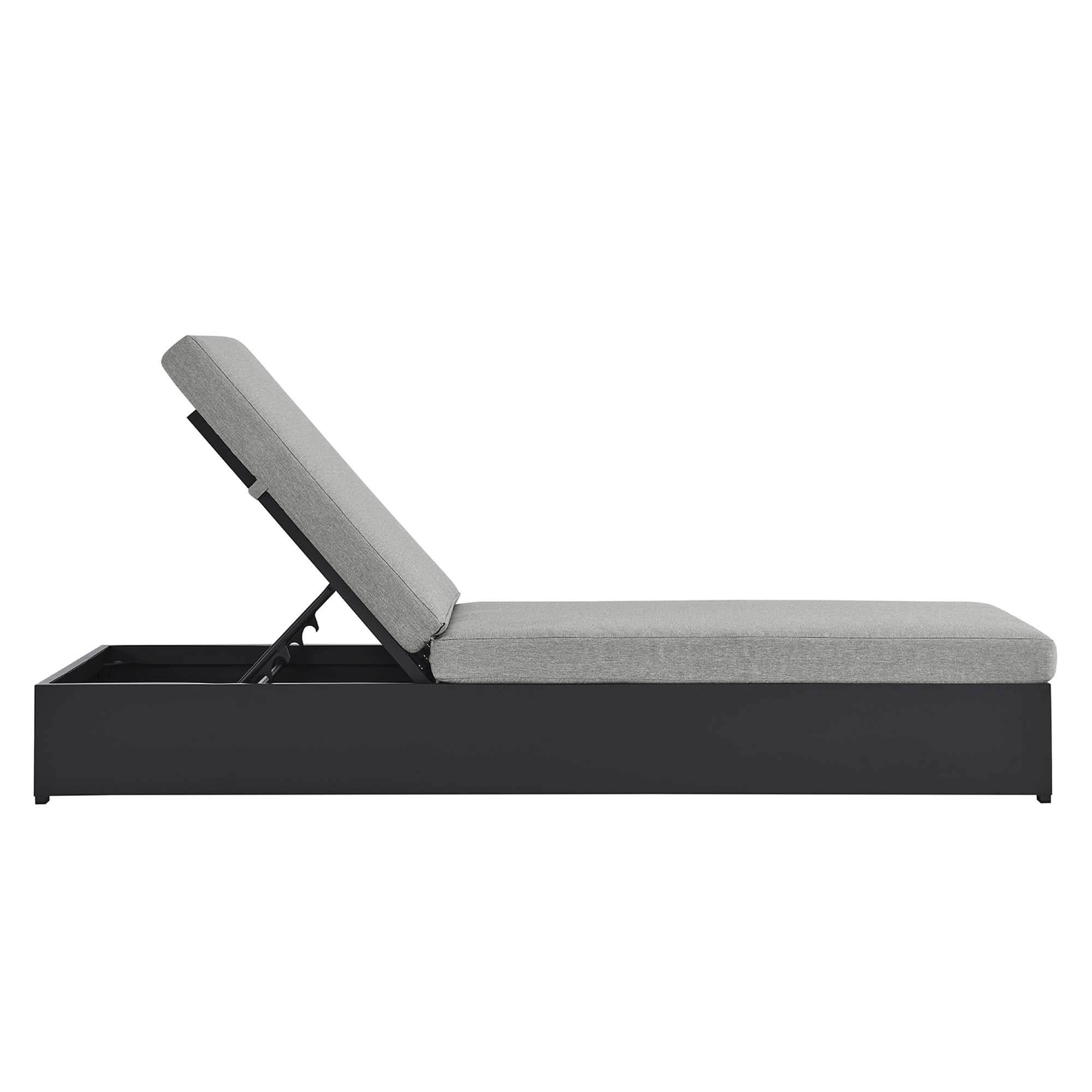 Tahoe Outdoor Patio Powder-Coated Aluminum Chaise Lounge Chair, Gray Gray