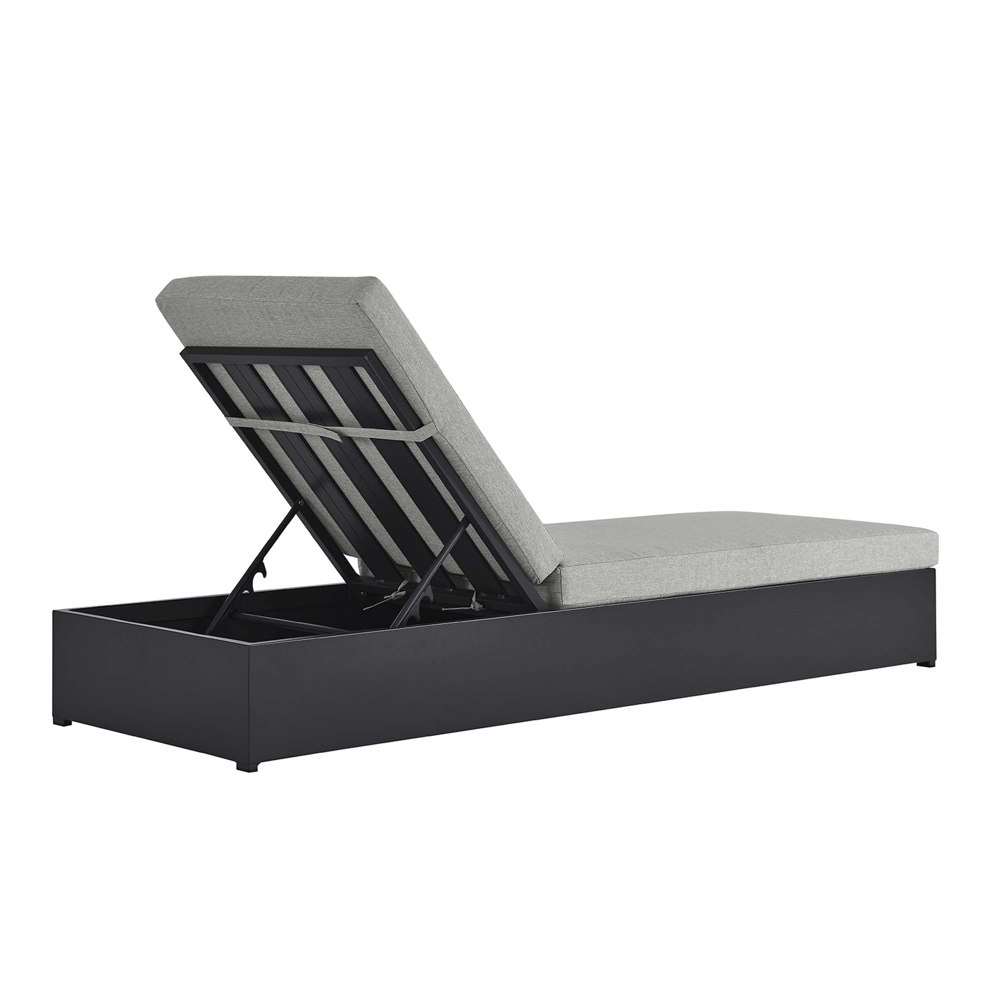 Tahoe Outdoor Patio Powder-Coated Aluminum Chaise Lounge Chair, Gray Gray