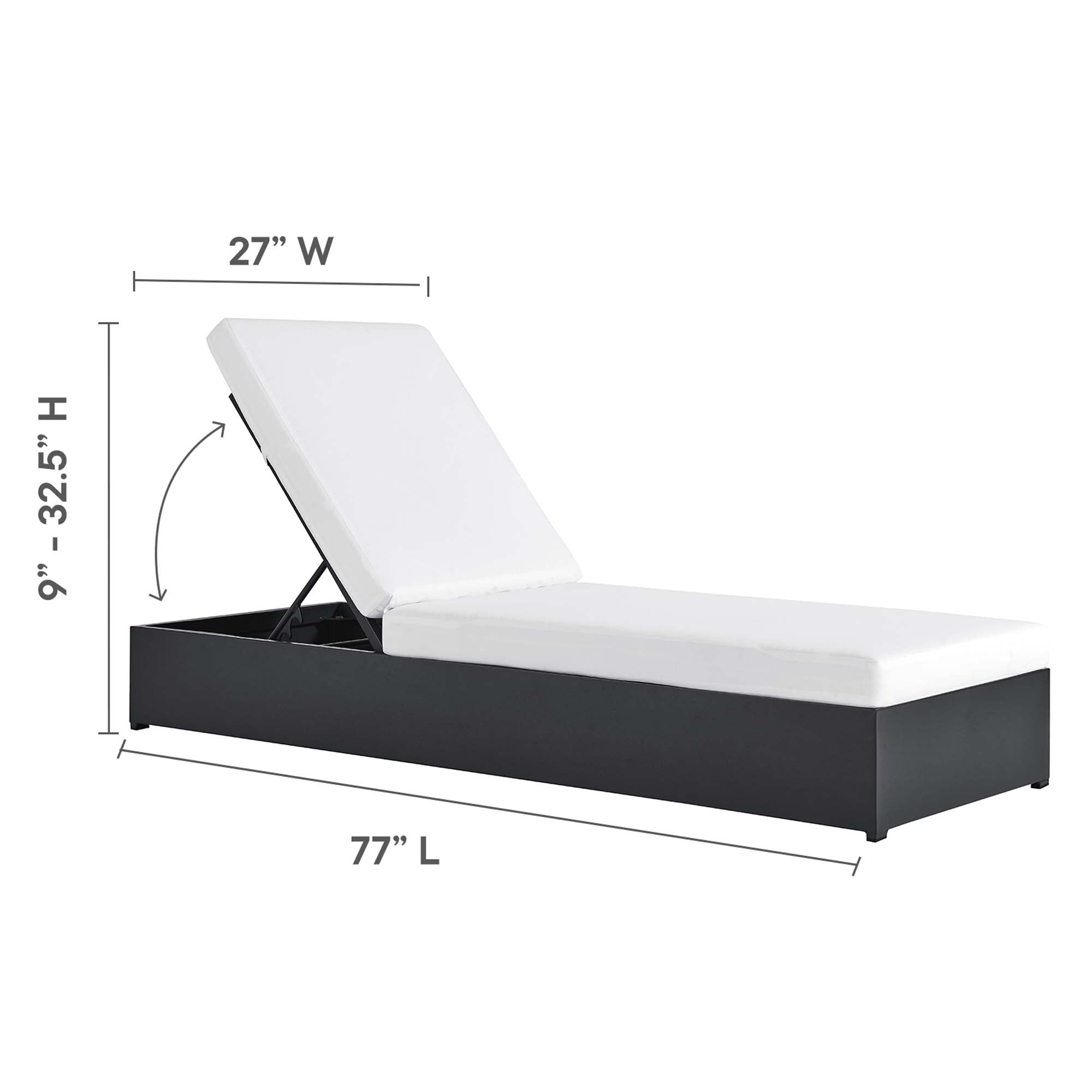 Tahoe Outdoor Patio Powder-Coated Aluminum Chaise Lounge Chair, Gray White