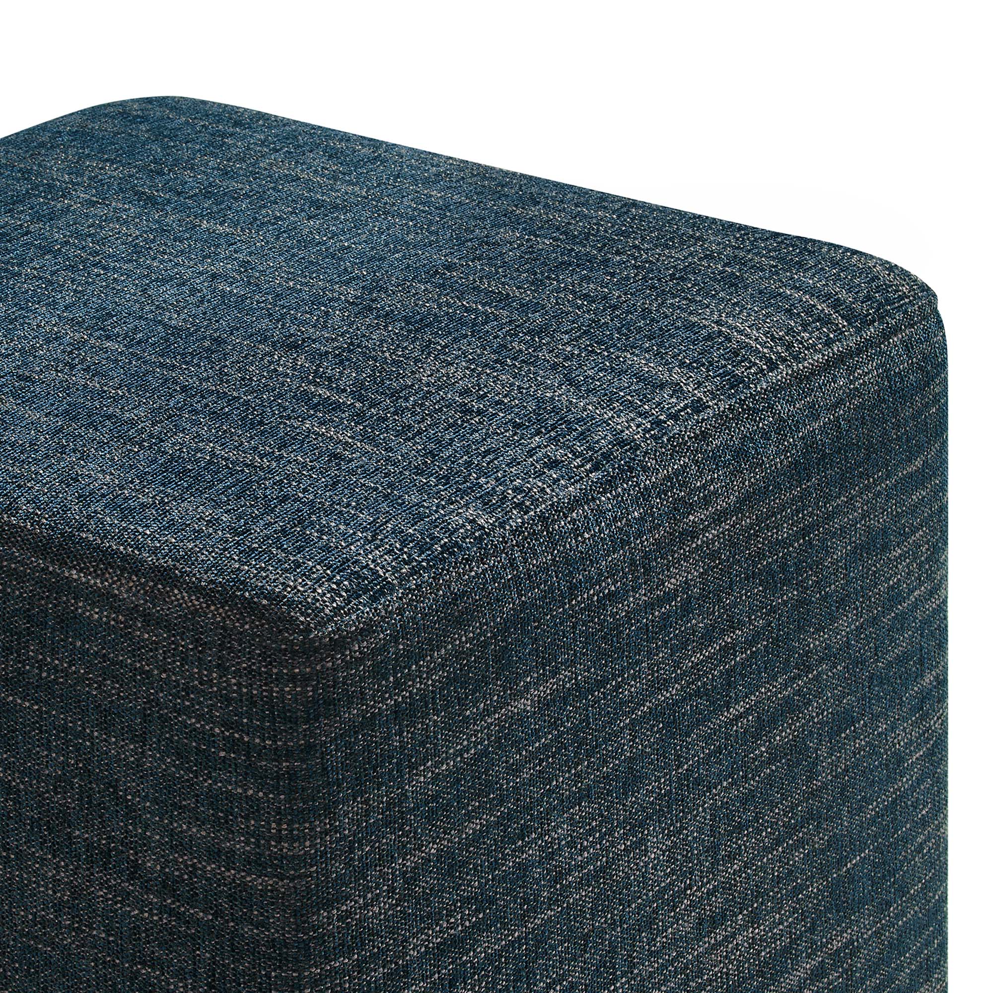 Callum 17" Square Woven Heathered Fabric Upholstered Ottoman, Heathered Weave Azure