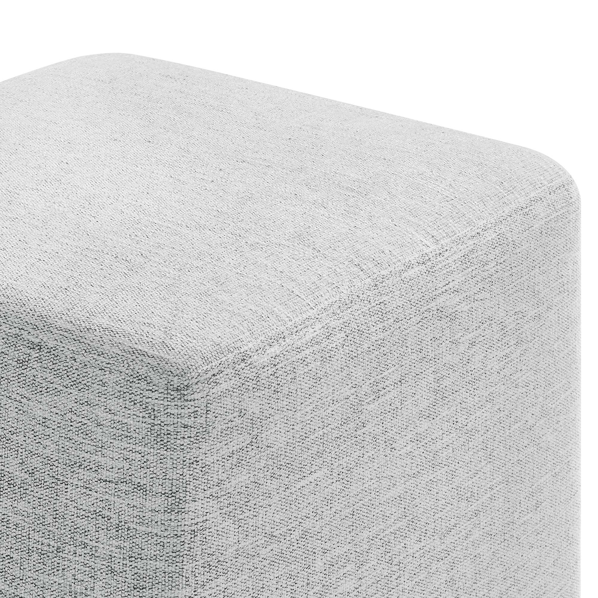 Callum 17" Square Woven Heathered Fabric Upholstered Ottoman, Heathered Weave Light Gray