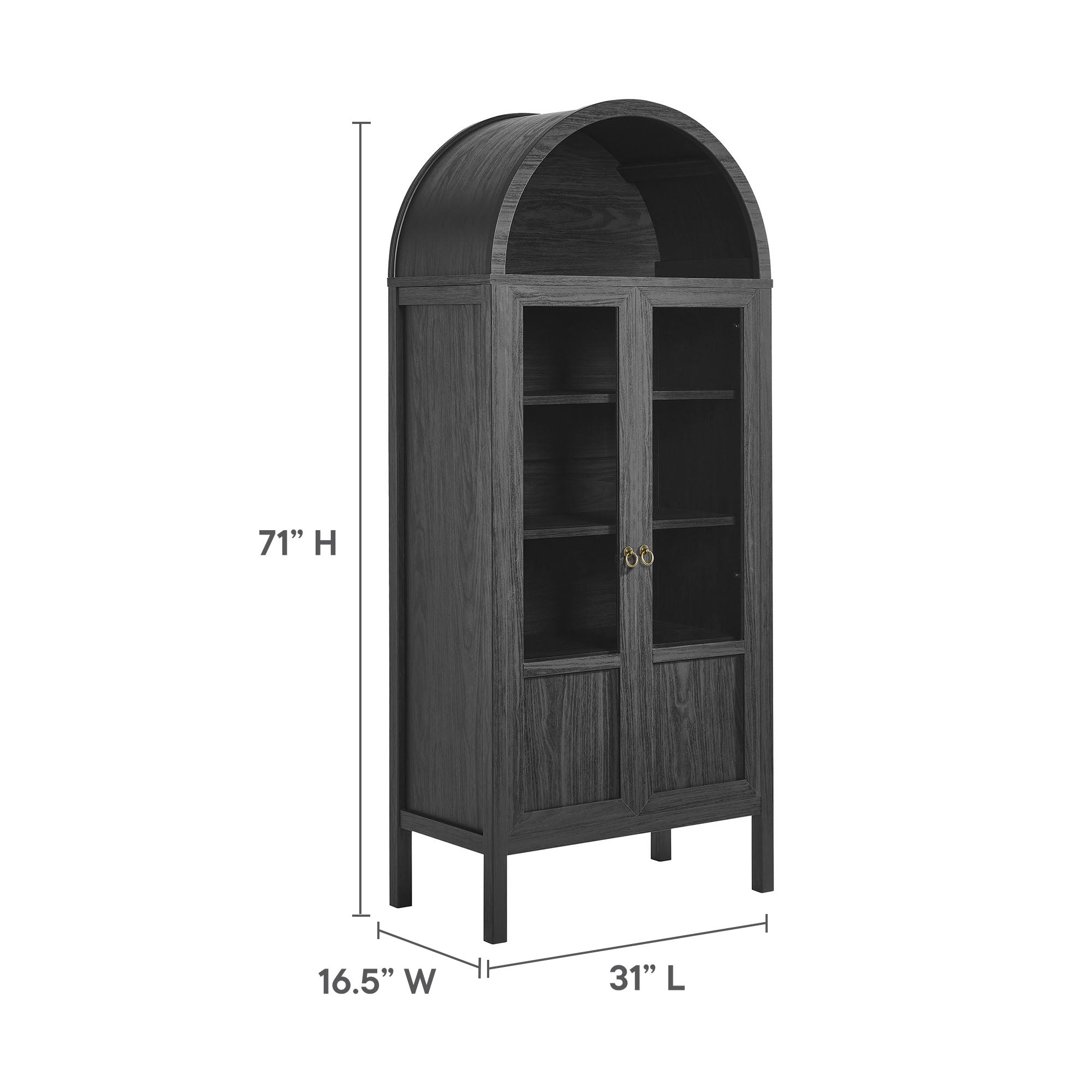Tessa Tall Arched Storage Display Cabinet, Black