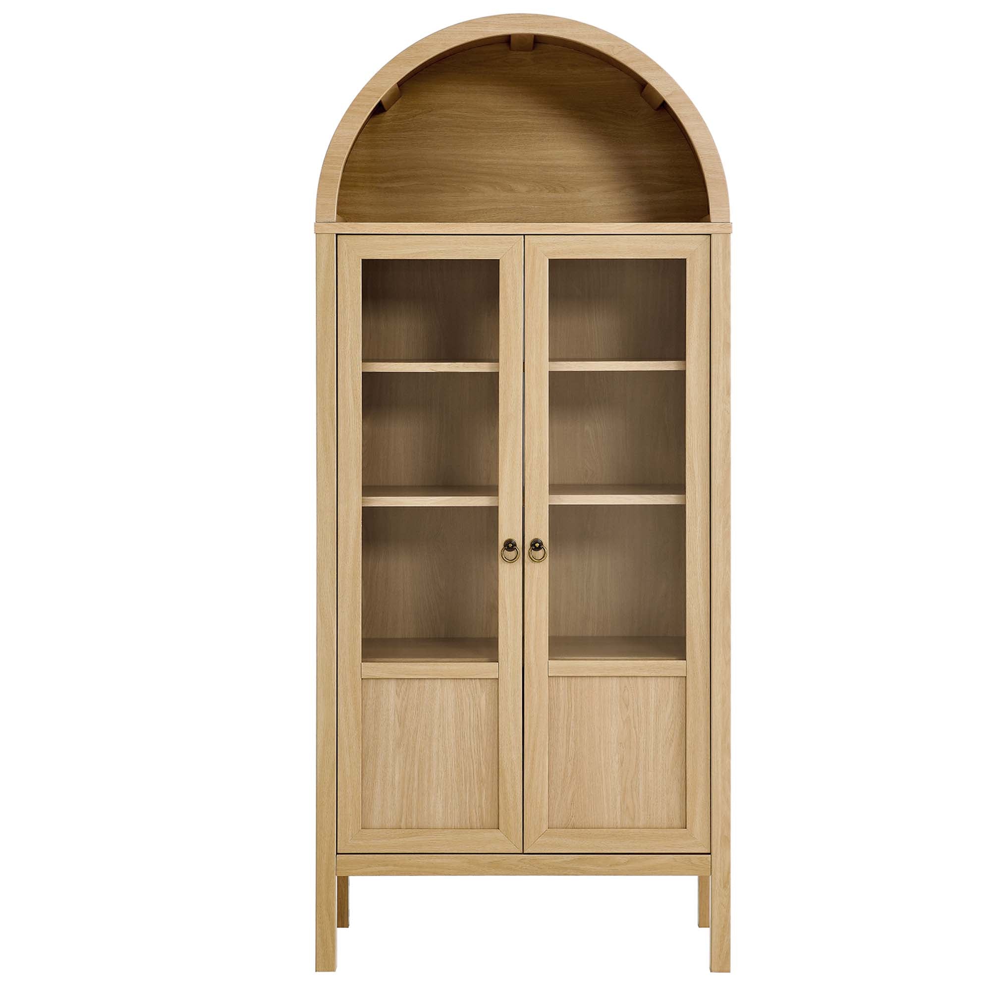 Tessa Tall Arched Storage Display Cabinet, Oak