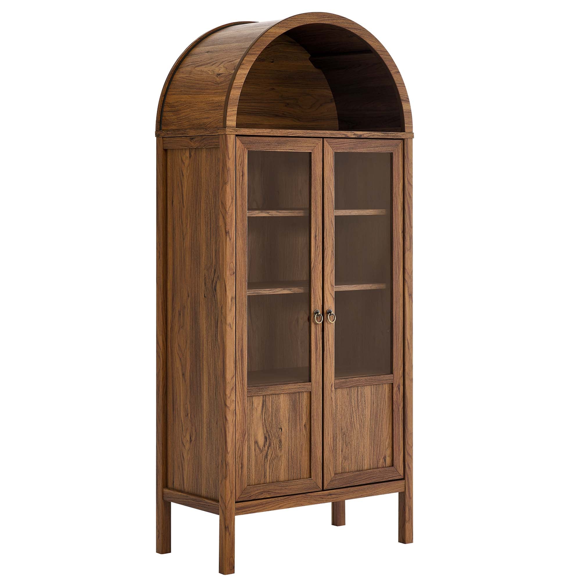 Tessa Tall Arched Storage Display Cabinet, Walnut