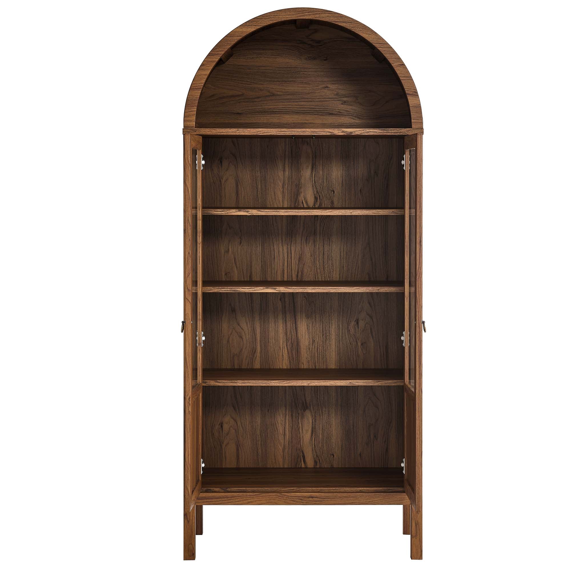 Tessa Tall Arched Storage Display Cabinet, Walnut