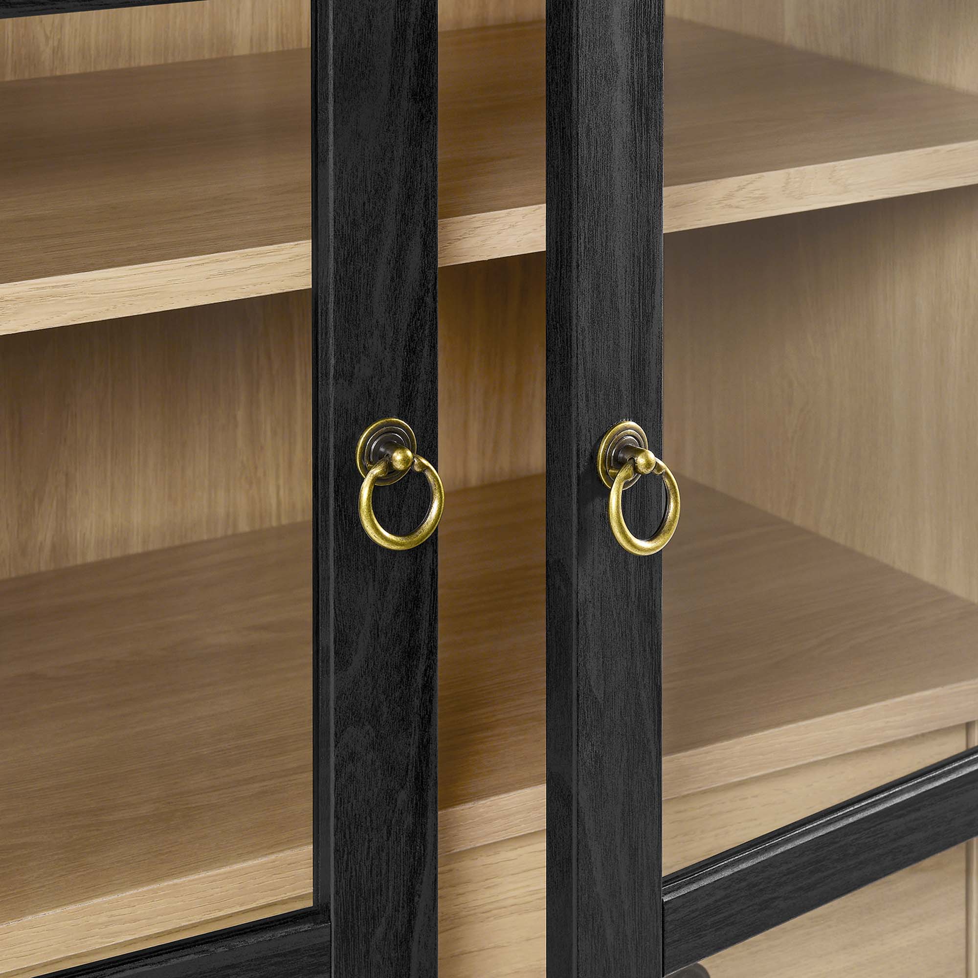 Nolan Tall Arched Storage Display Cabinet, Black Oak