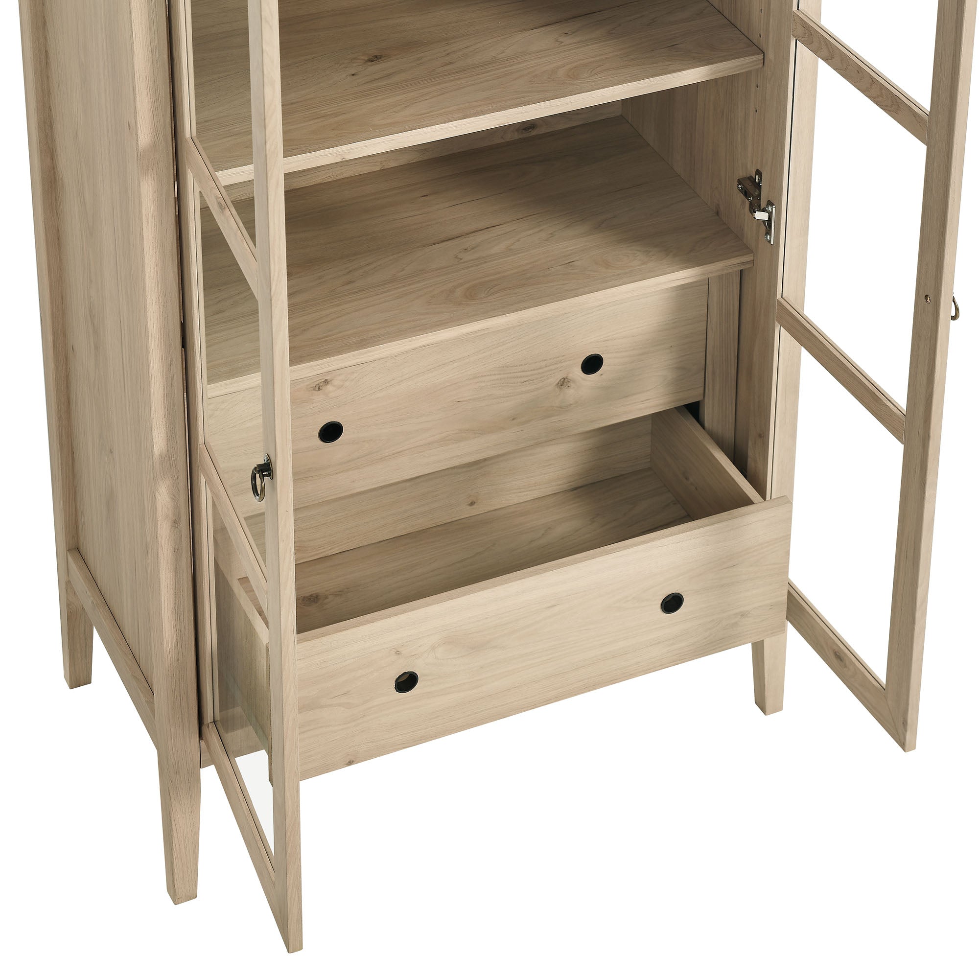 Nolan Tall Arched Storage Display Cabinet, Light Oak