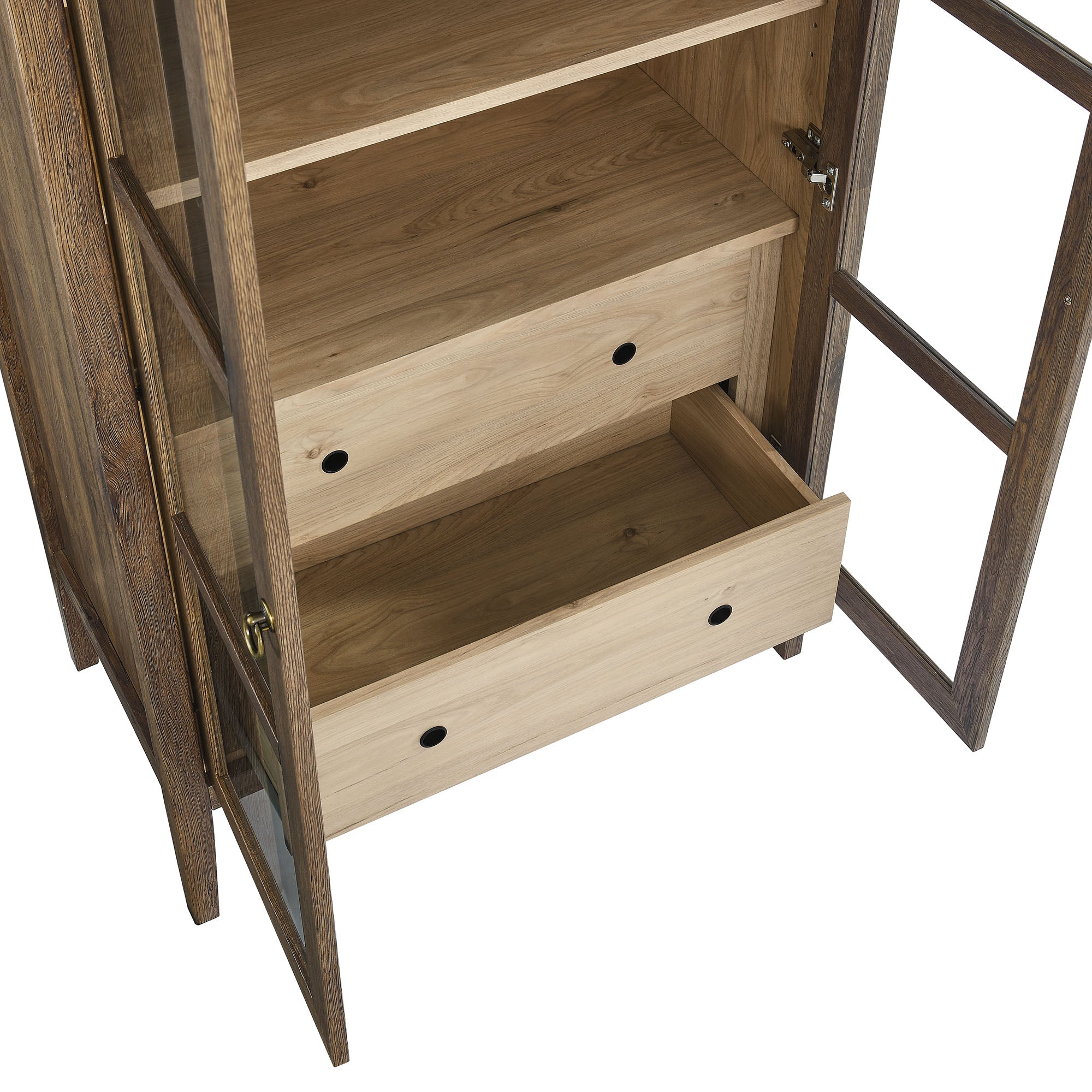 Nolan Tall Arched Storage Display Cabinet, Walnut Hickory