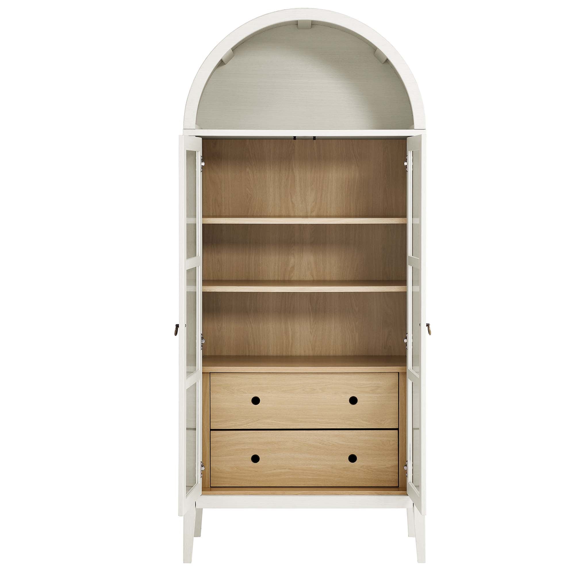 Nolan Tall Arched Storage Display Cabinet, White Oak