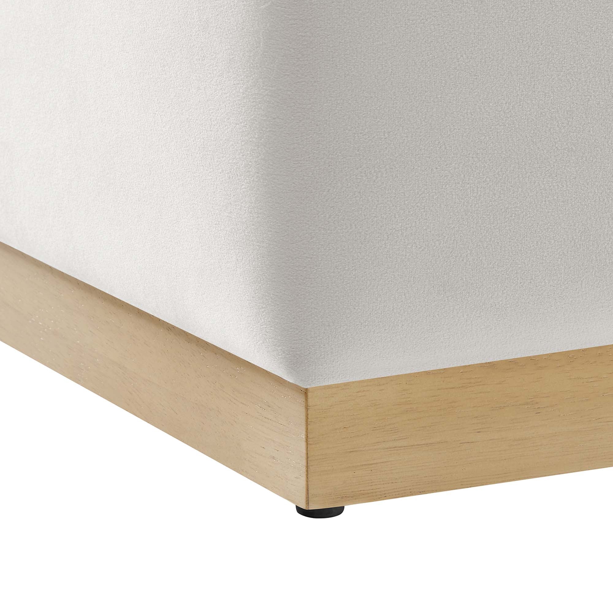 Tilden 17" Square Performance Velvet Upholstered Ottoman, Alabaster Natural