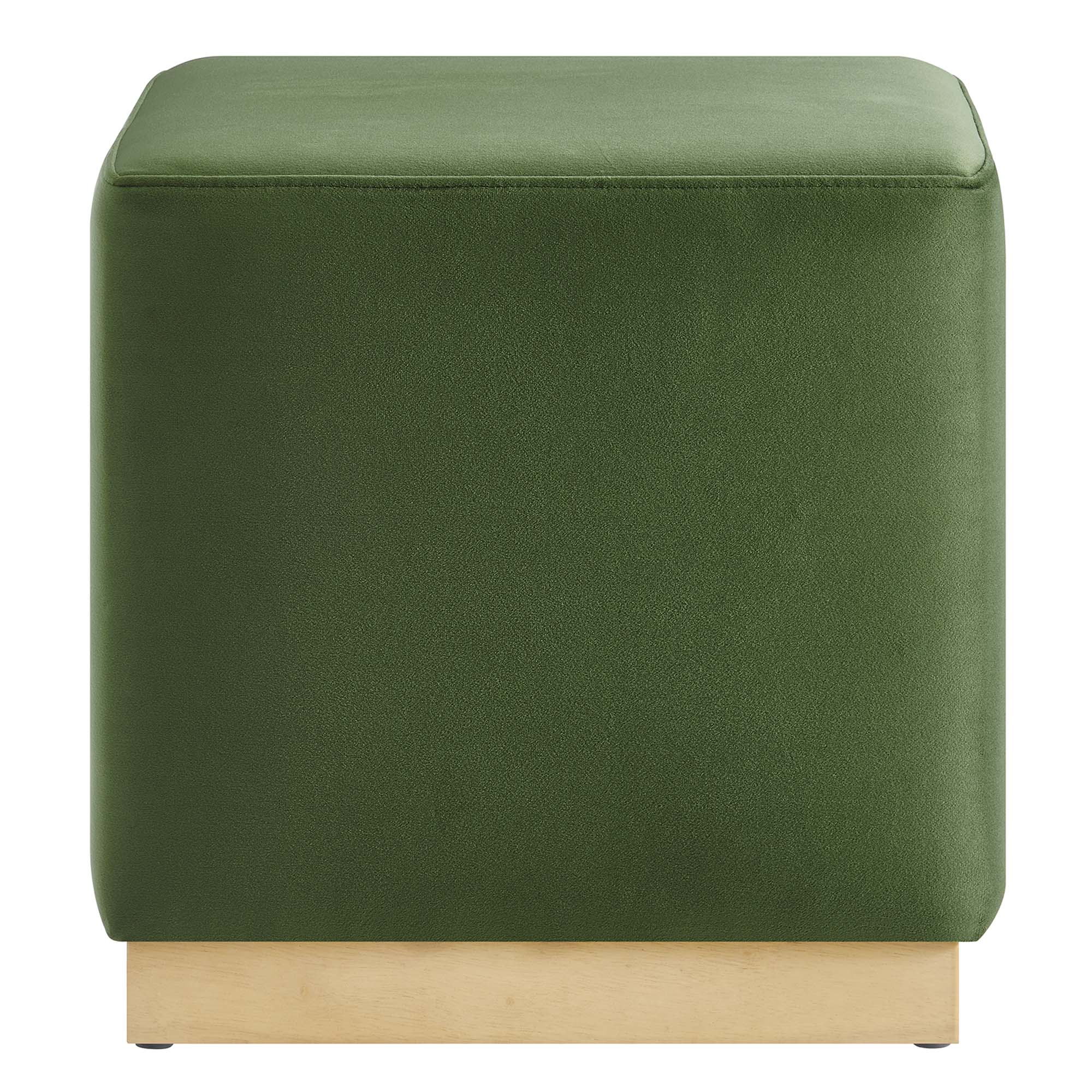 Tilden 17" Square Performance Velvet Upholstered Ottoman, Moss Green Natural