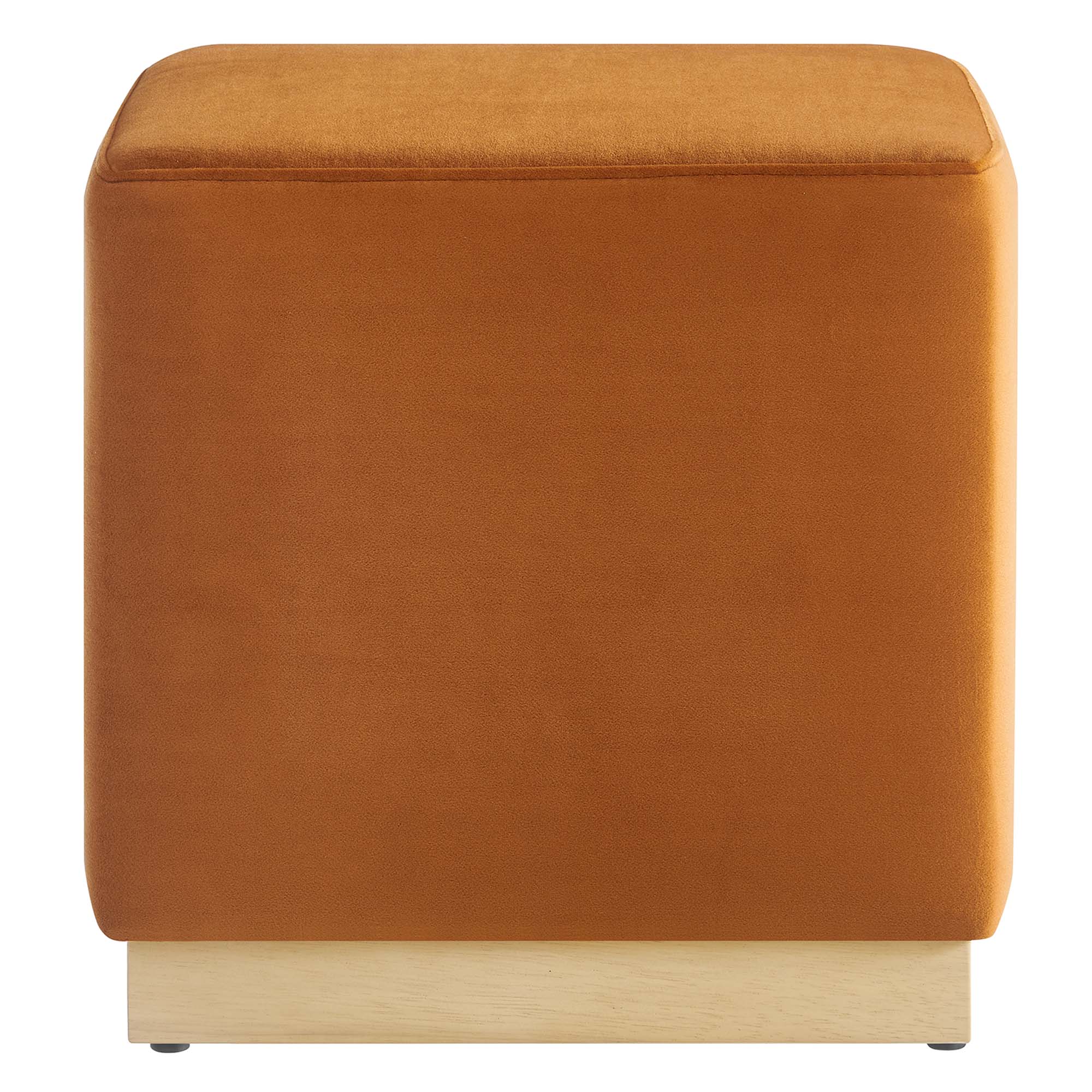 Tilden 17" Square Performance Velvet Upholstered Ottoman, Rust Natural