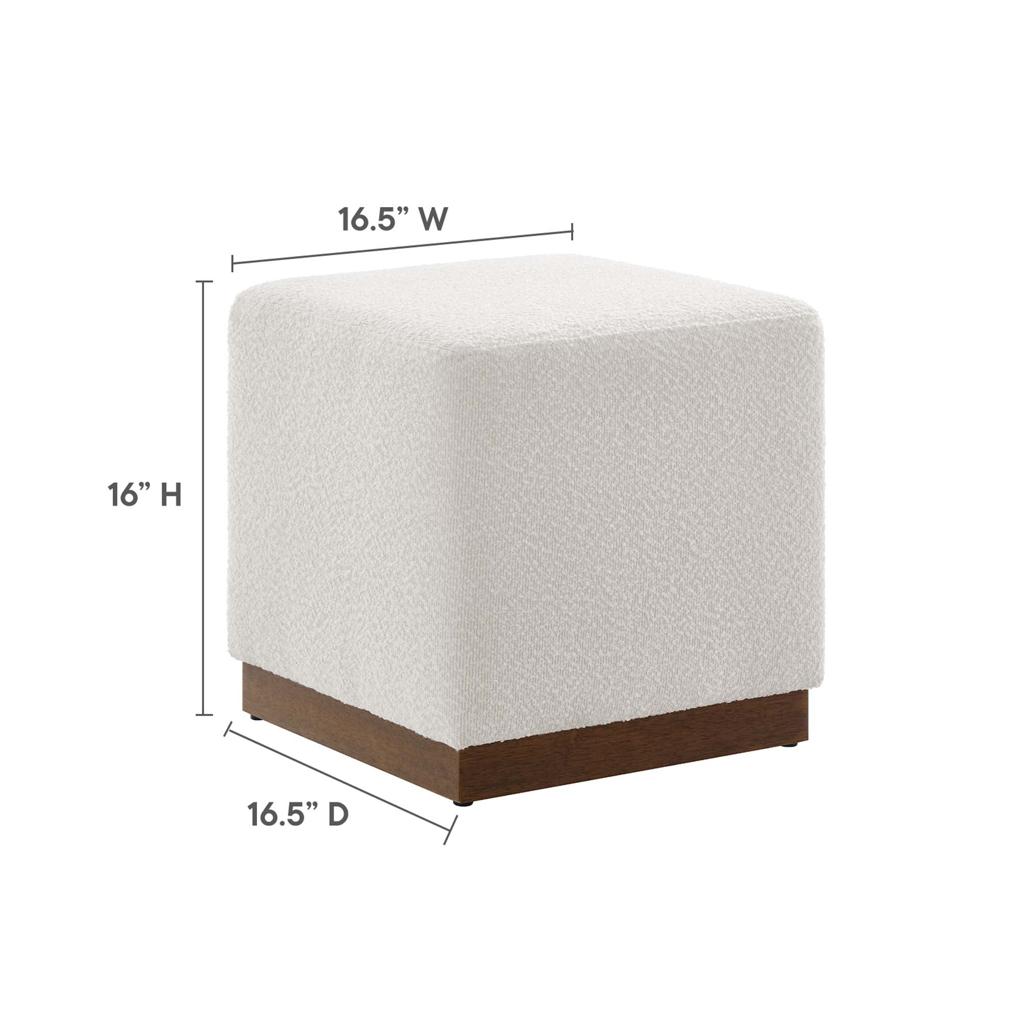 Tilden 17" Square Boucle Upholstered Ottoman, Cloud Walnut