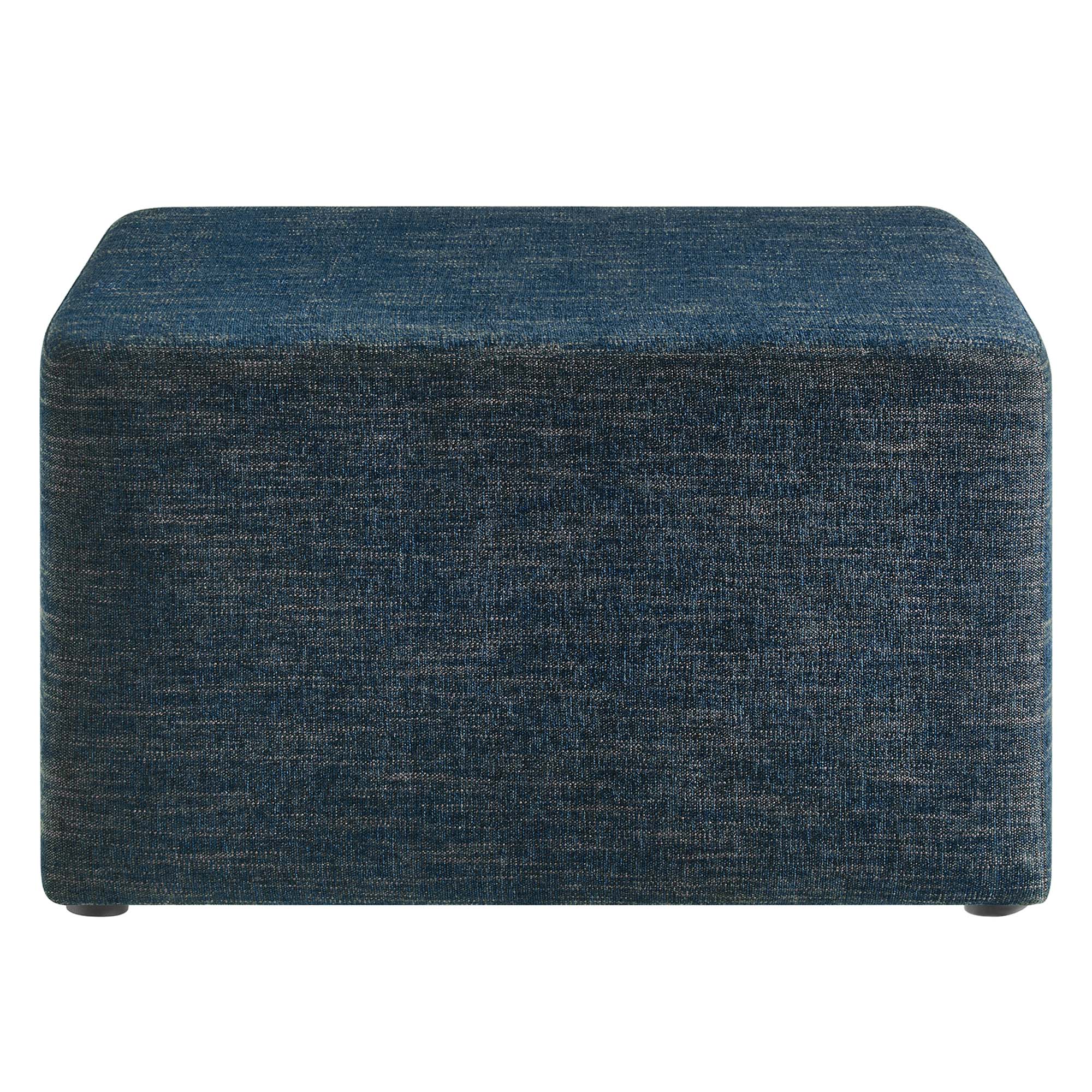Callum Large 28" Square Woven Heathered Fabric Upholstered Ottoman, Heathered Weave Azure