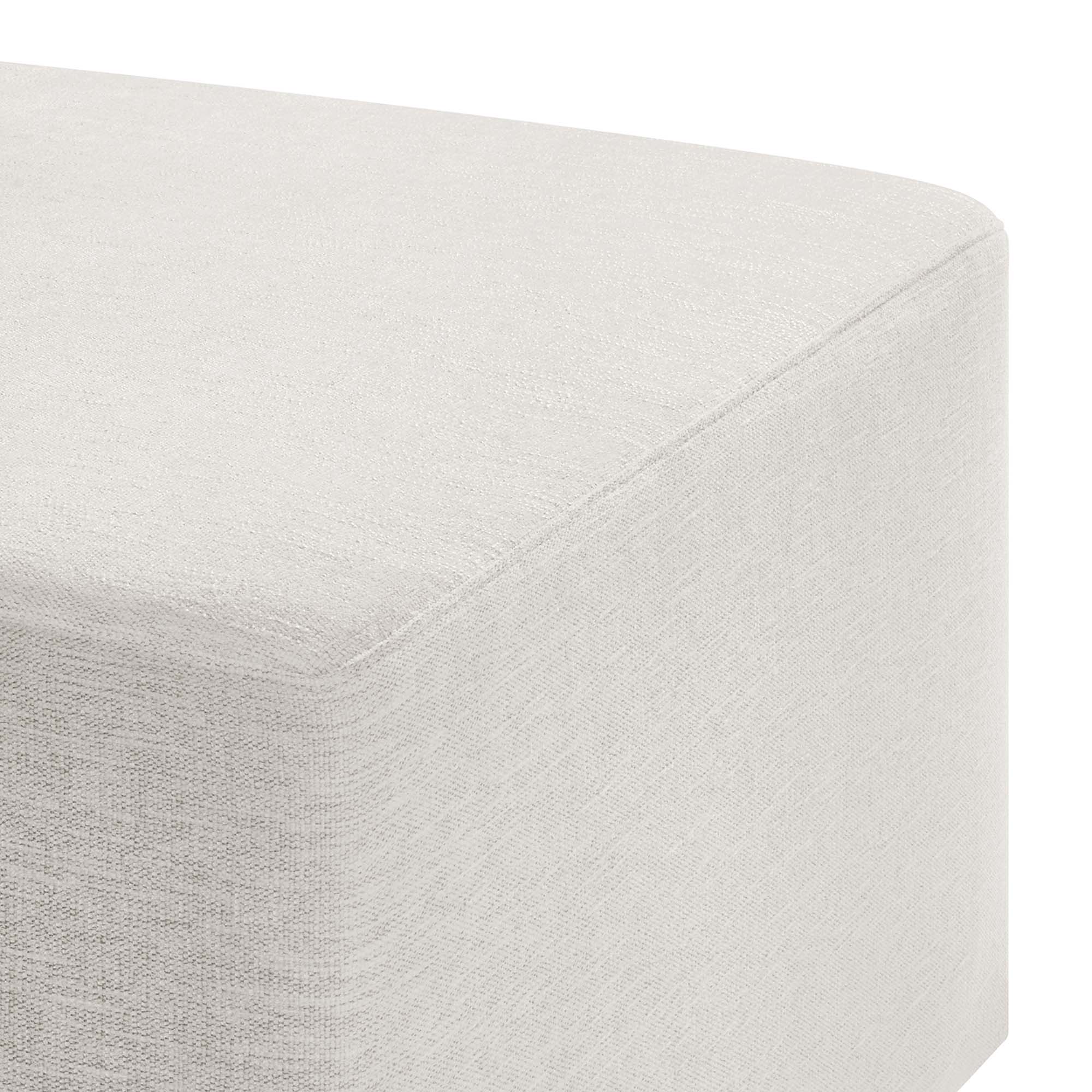 Callum Large 28" Square Woven Heathered Fabric Upholstered Ottoman, Heathered Weave Ivory