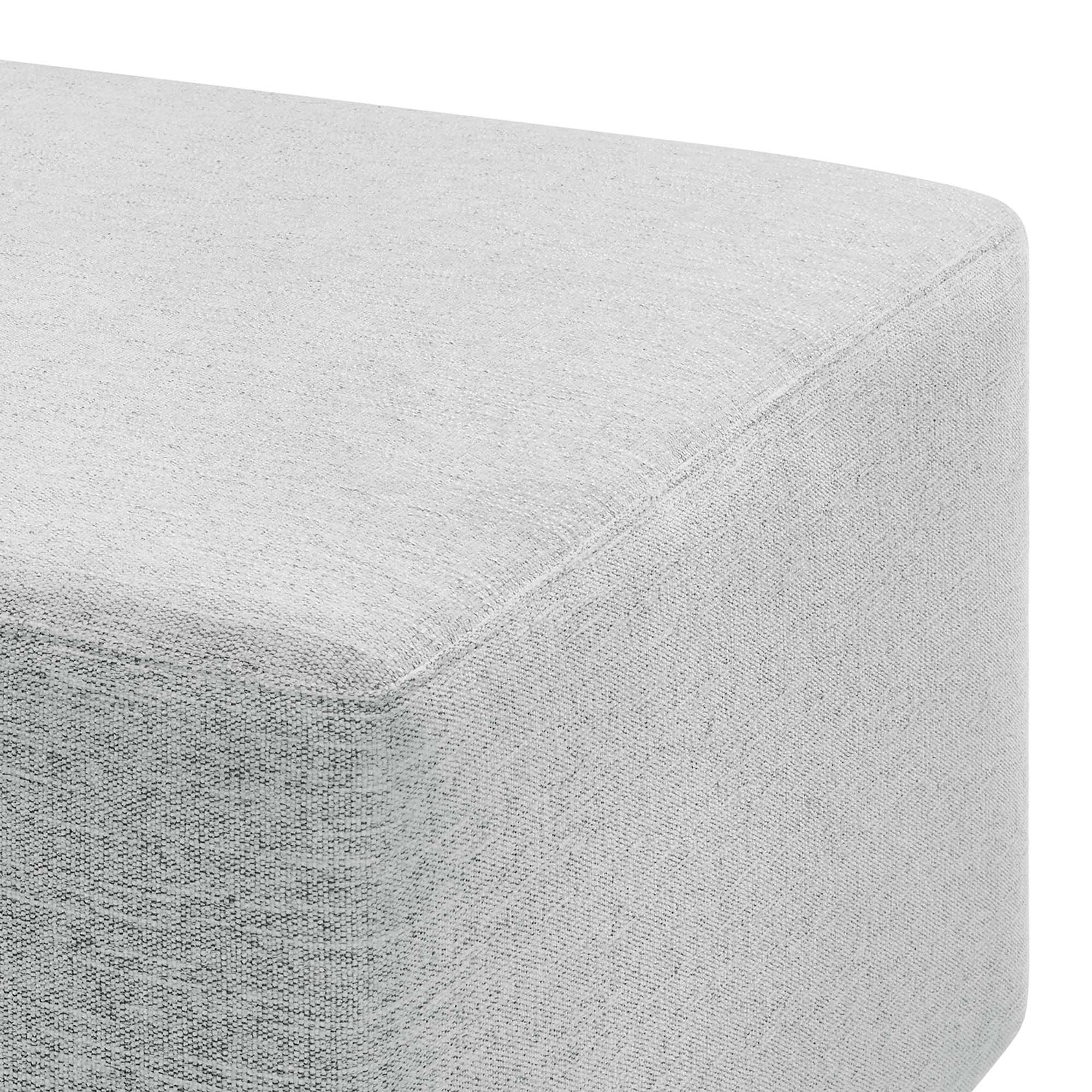 Callum Large 28" Square Woven Heathered Fabric Upholstered Ottoman, Heathered Weave Light Gray