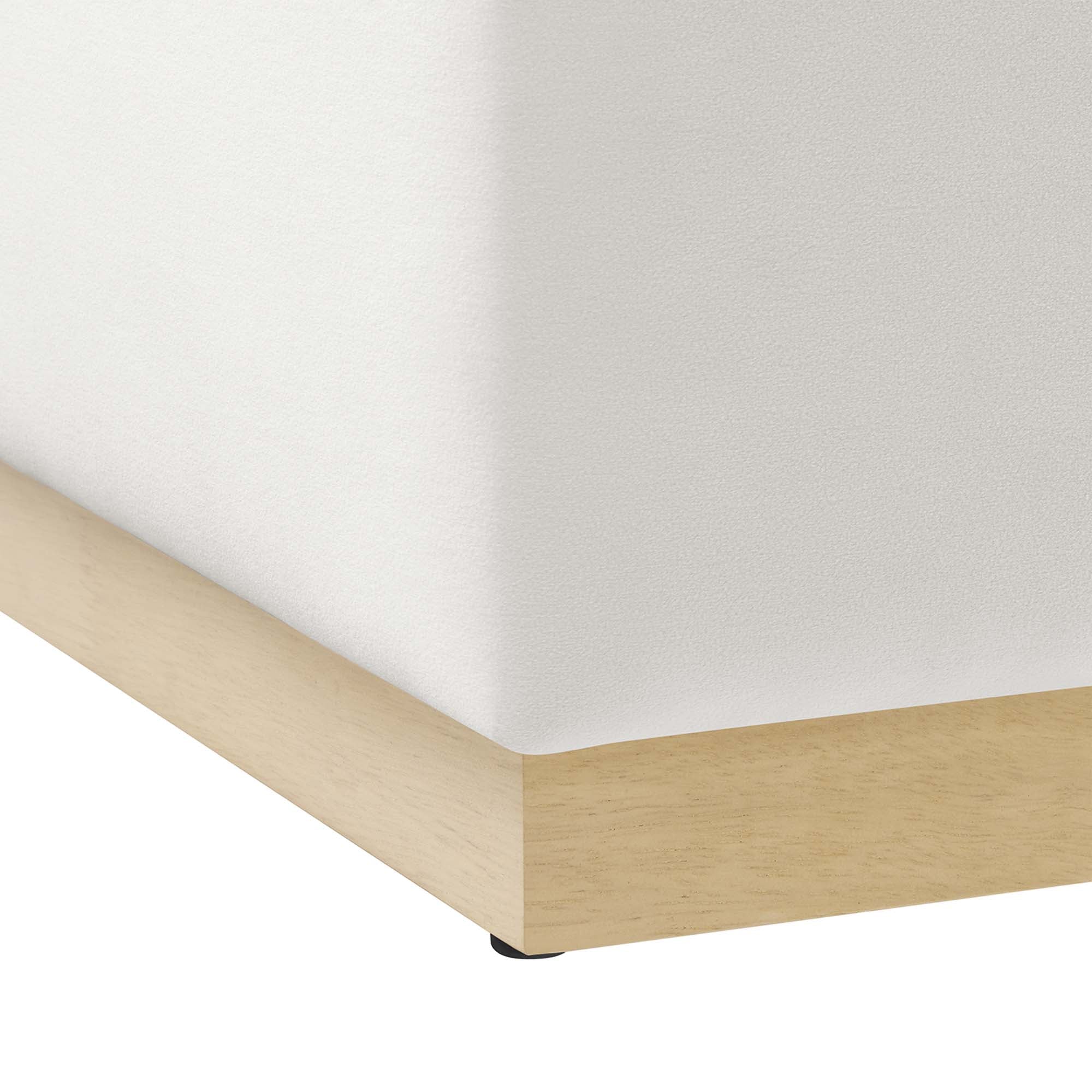 Tilden Large 28" Square Performance Velvet Upholstered Ottoman, Alabaster Natural