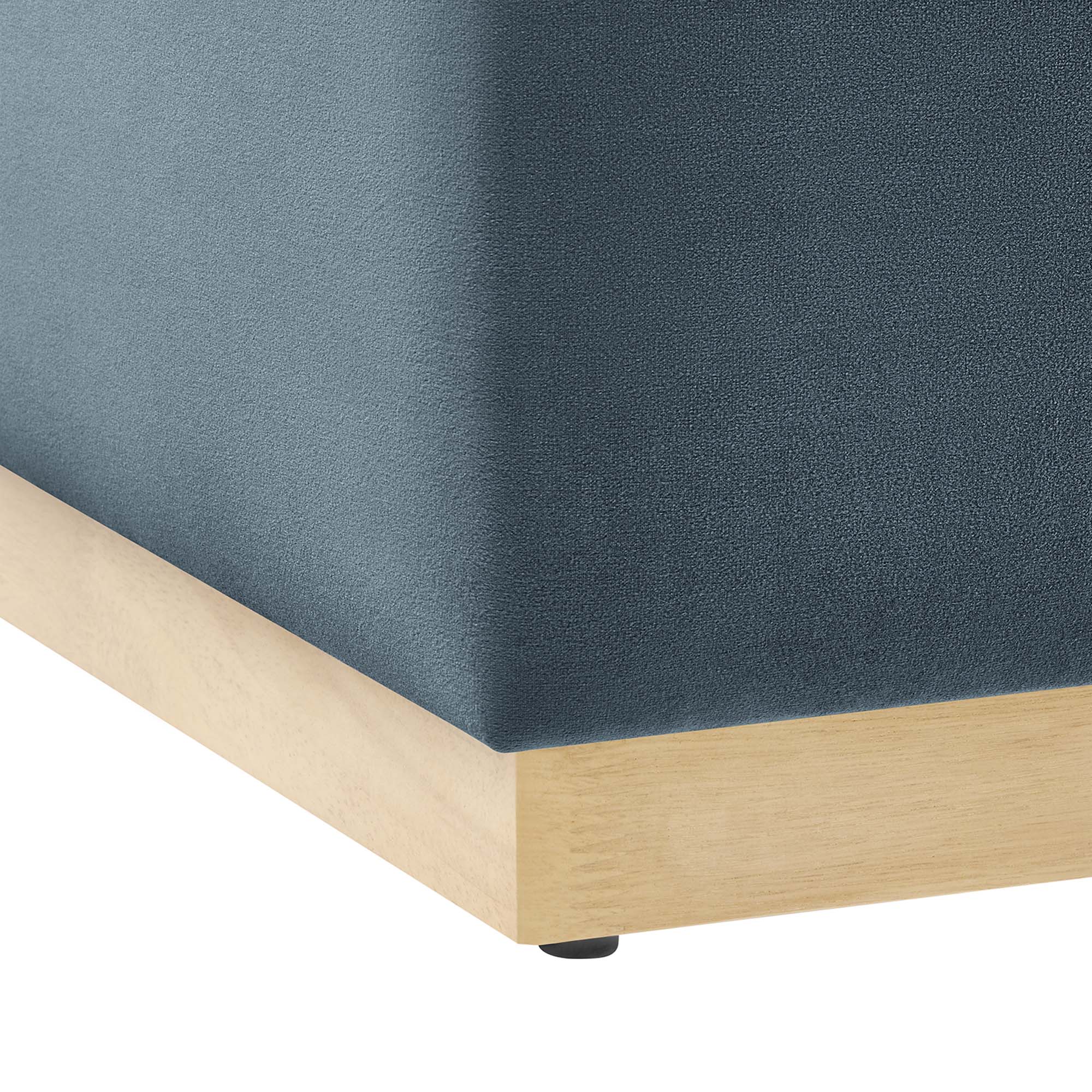 Tilden Large 28" Square Performance Velvet Upholstered Ottoman, Cadet Blue Natural