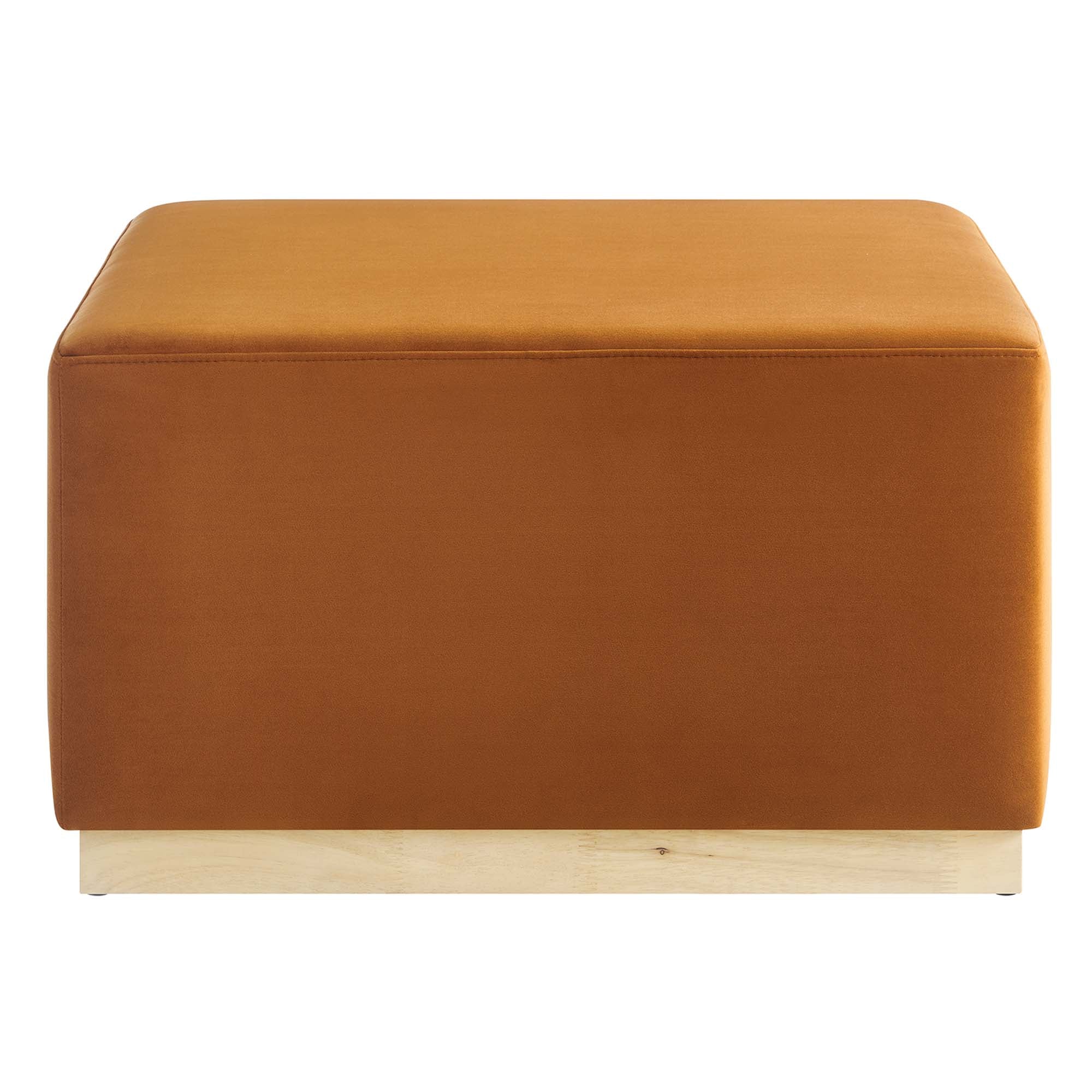 Tilden Large 28" Square Performance Velvet Upholstered Ottoman, Rust Natural