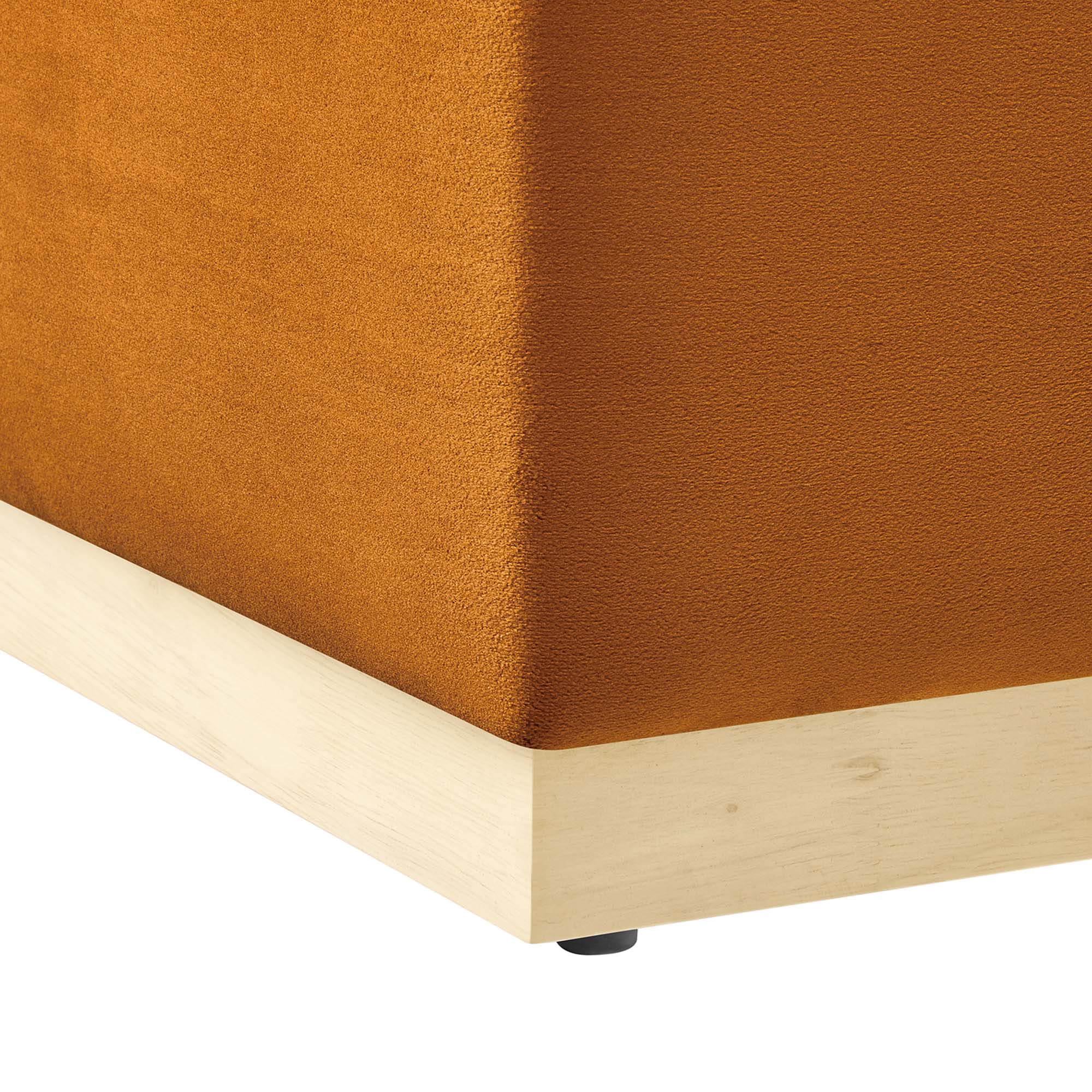 Tilden Large 28" Square Performance Velvet Upholstered Ottoman, Rust Natural