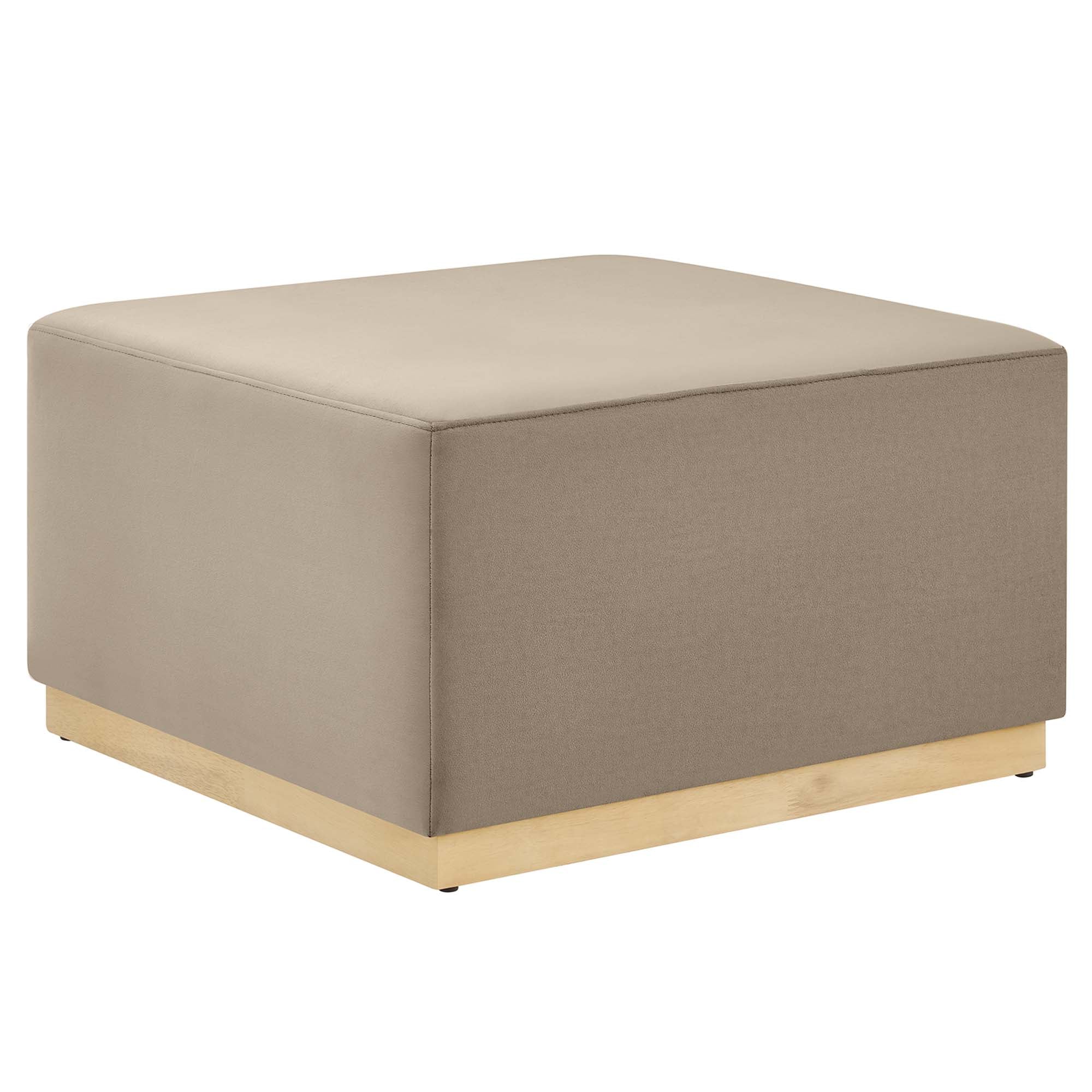 Tilden Large 28" Square Performance Velvet Upholstered Ottoman, Taupe Natural