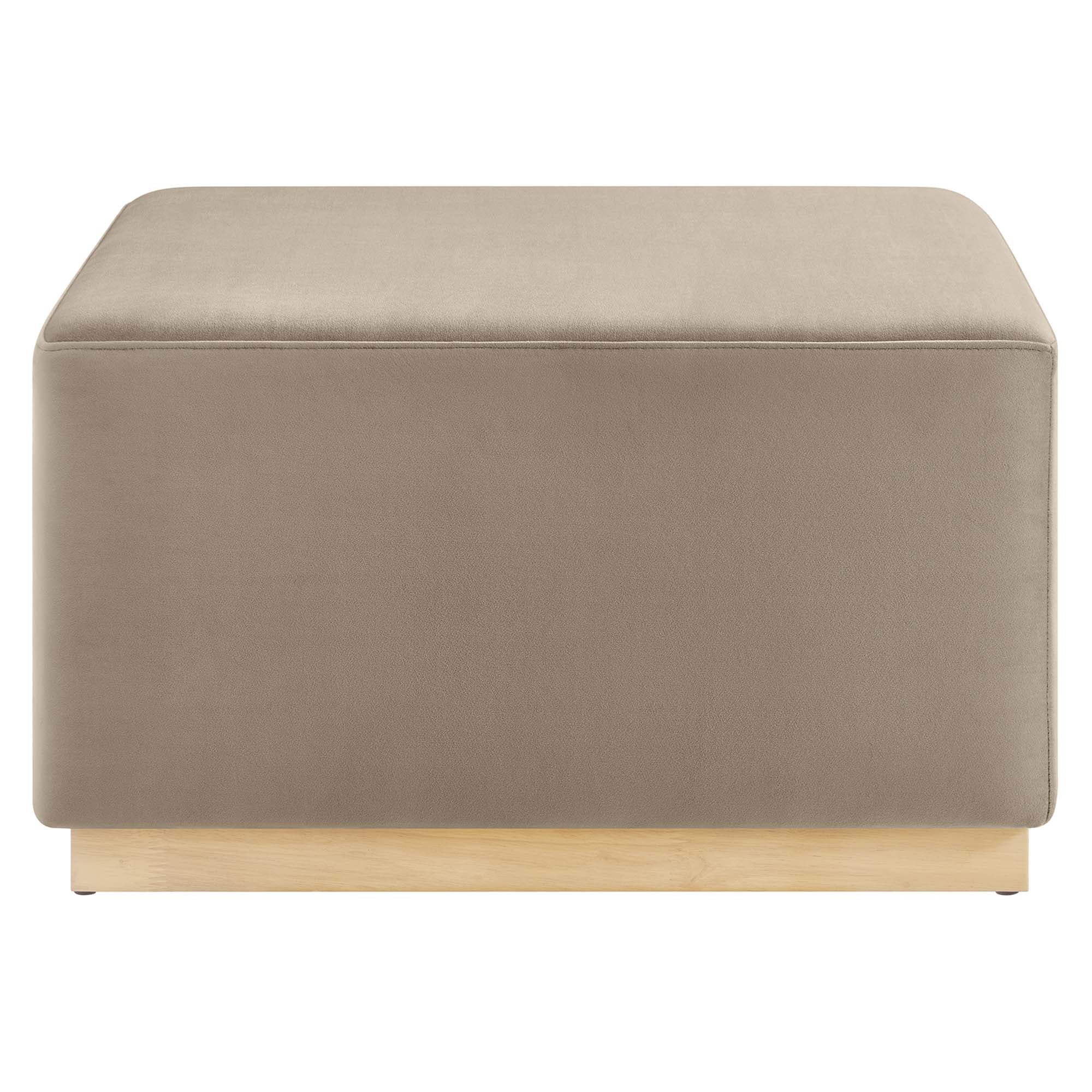 Tilden Large 28" Square Performance Velvet Upholstered Ottoman, Taupe Natural