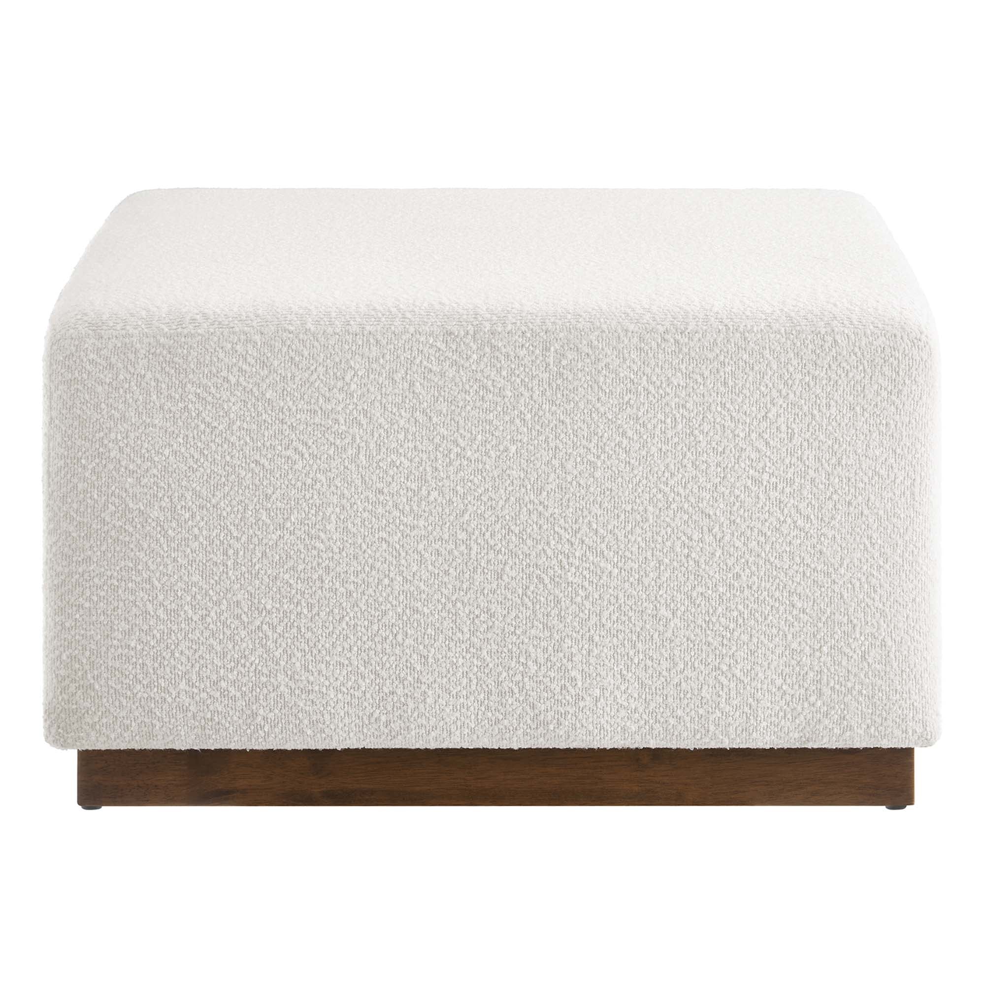 Tilden Large 28" Square Boucle Upholstered Ottoman, Cloud Walnut