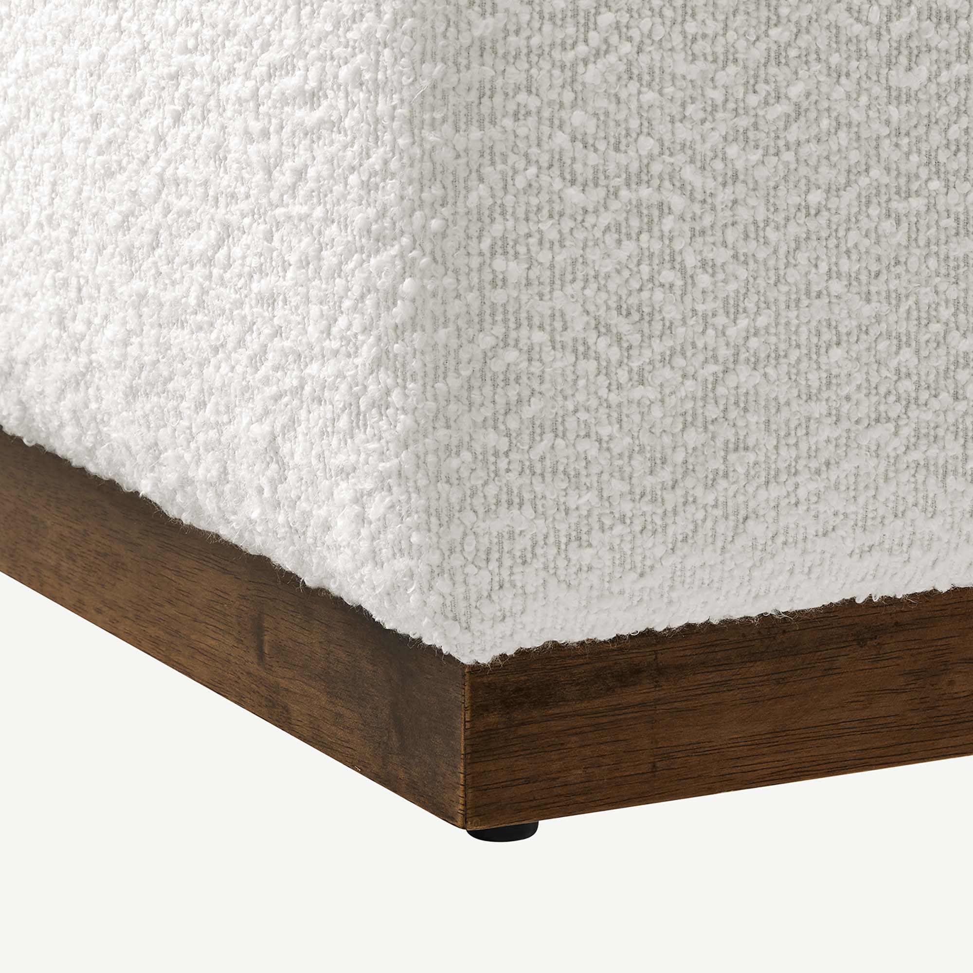 Tilden Large 28" Square Boucle Upholstered Ottoman, Cloud Walnut