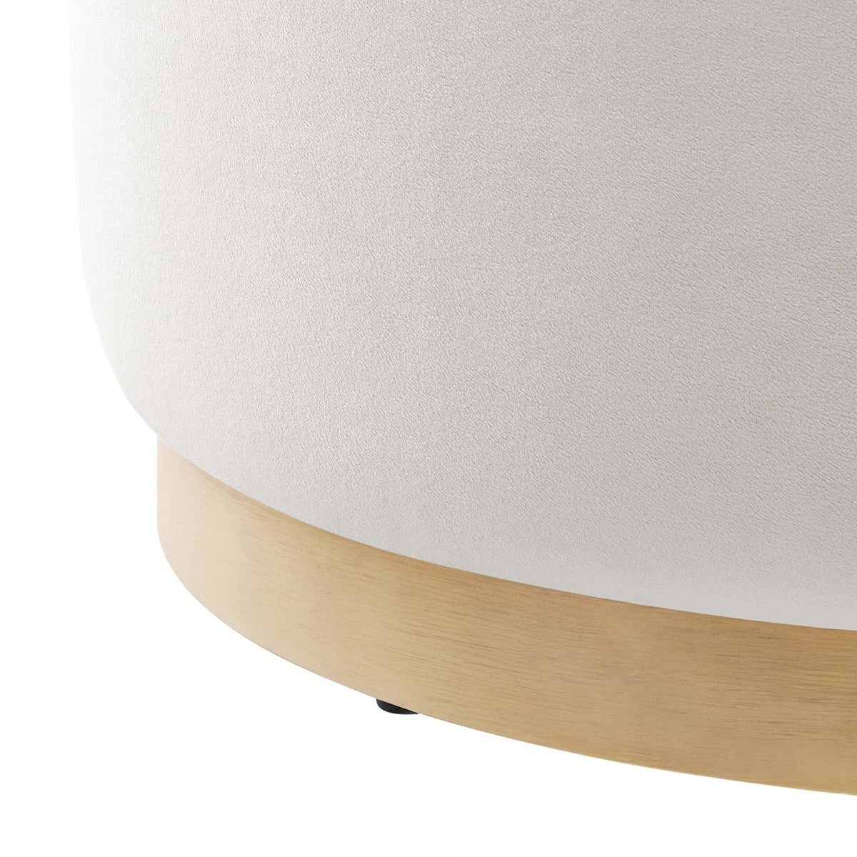 Tilden Large 23" Round Performance Velvet Upholstered Ottoman, Alabaster Natural