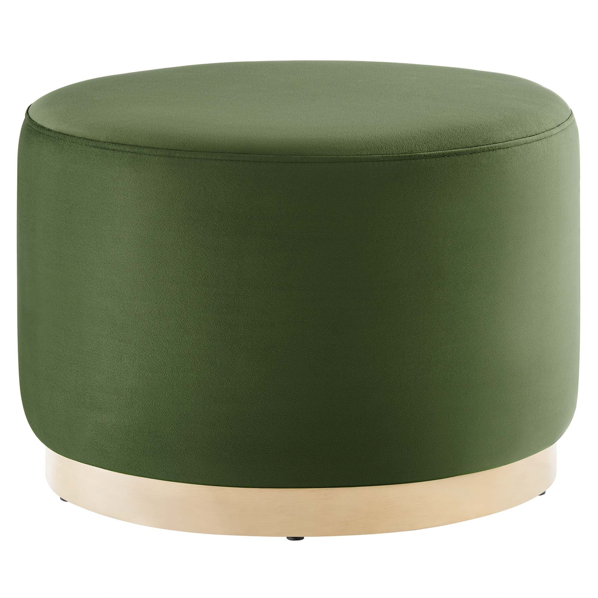 Tilden Large 23" Round Performance Velvet Upholstered Ottoman, Moss Green Natural