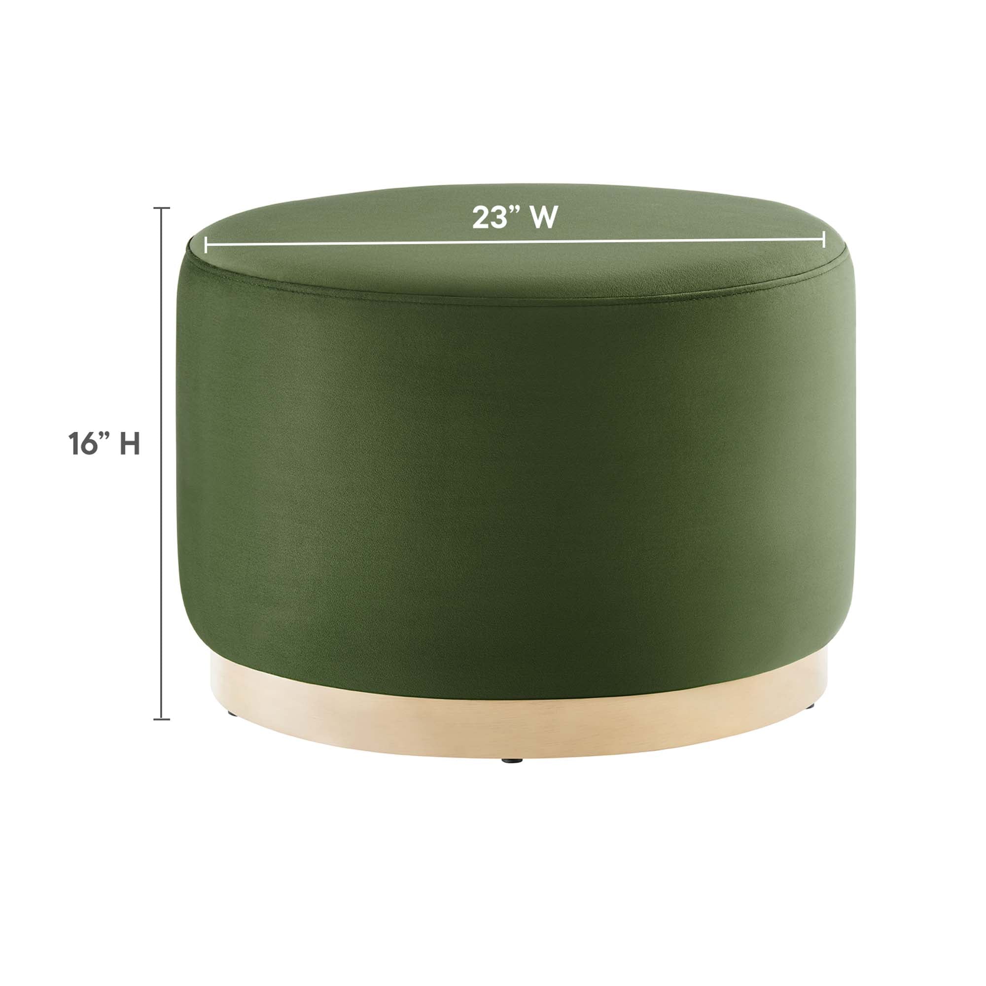 Tilden Large 23" Round Performance Velvet Upholstered Ottoman, Moss Green Natural