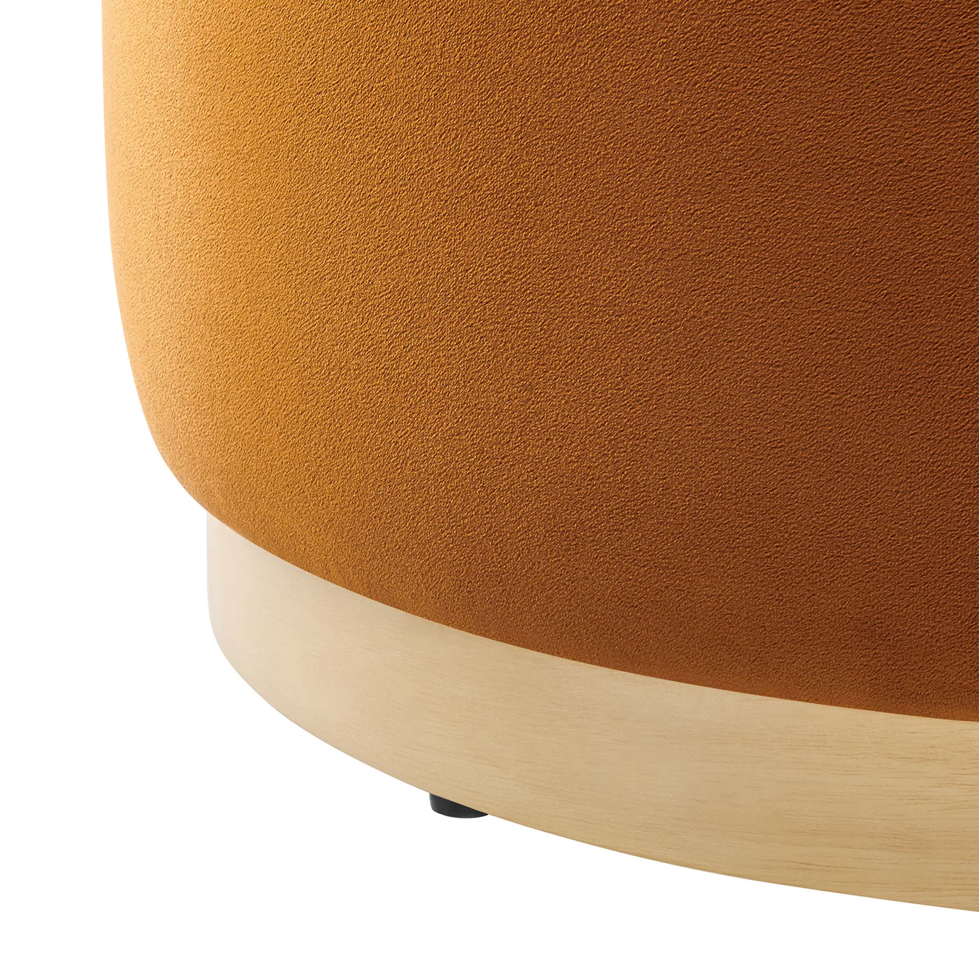 Tilden Large 23" Round Performance Velvet Upholstered Ottoman, Rust Natural