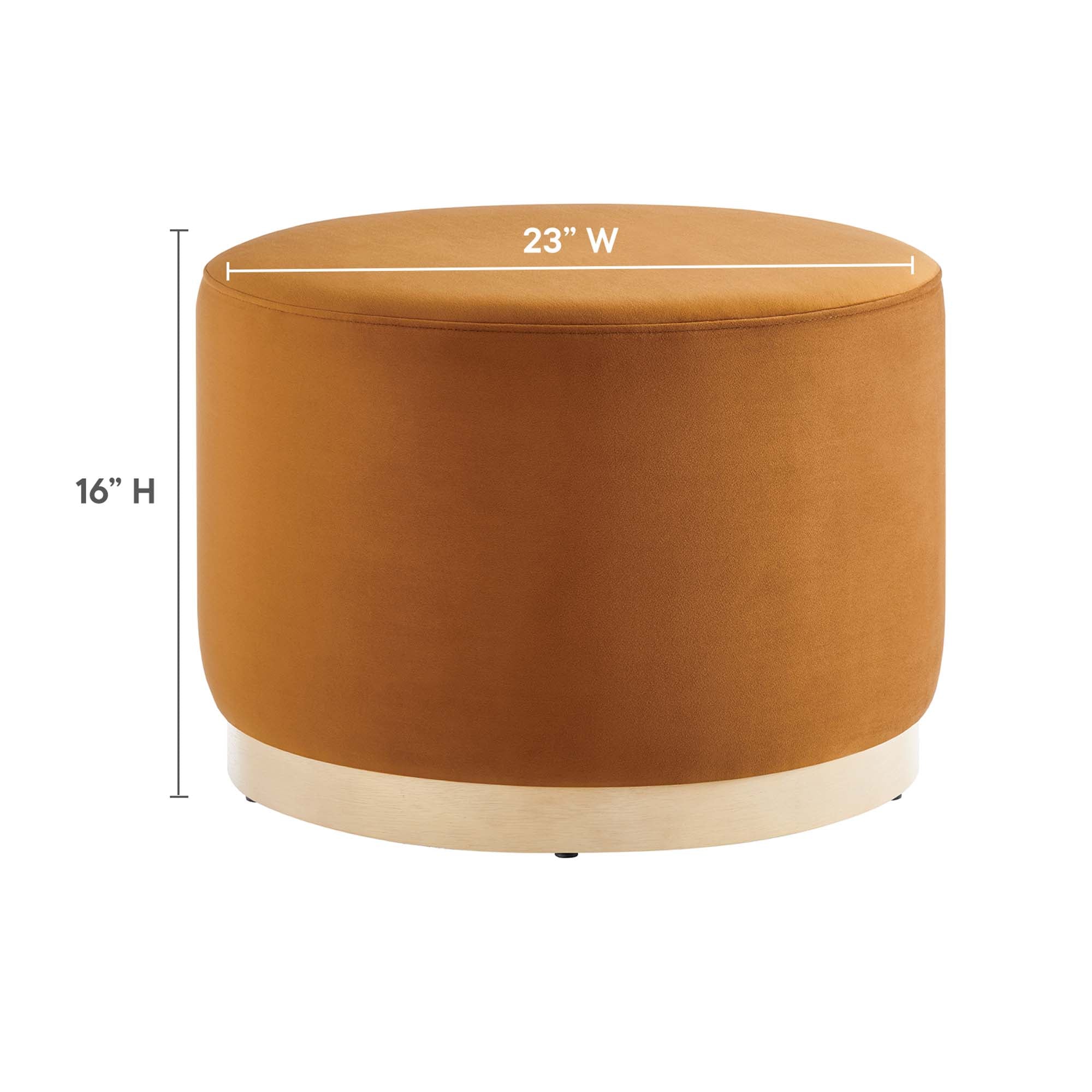 Tilden Large 23" Round Performance Velvet Upholstered Ottoman, Rust Natural