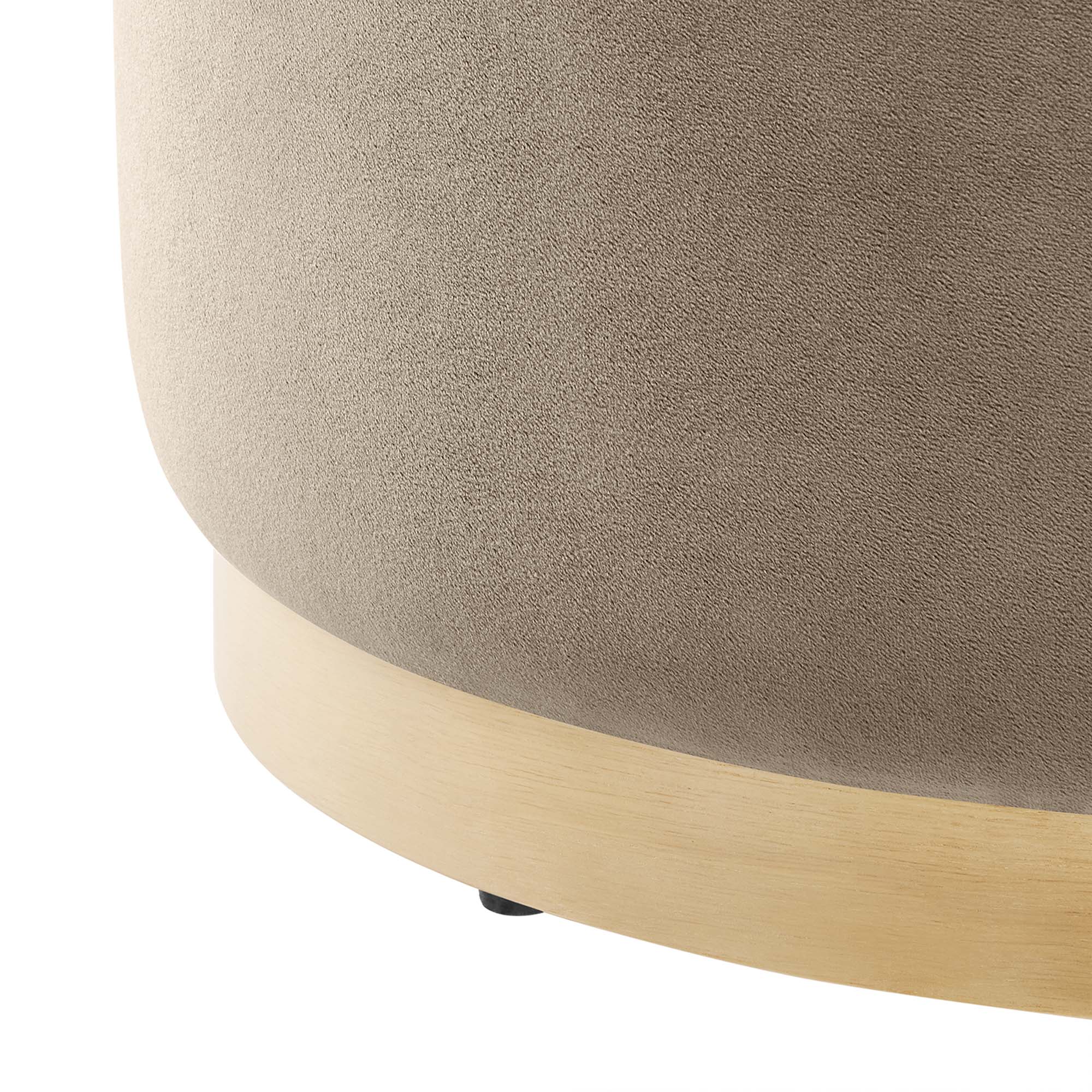Tilden Large 23" Round Performance Velvet Upholstered Ottoman, Taupe Natural
