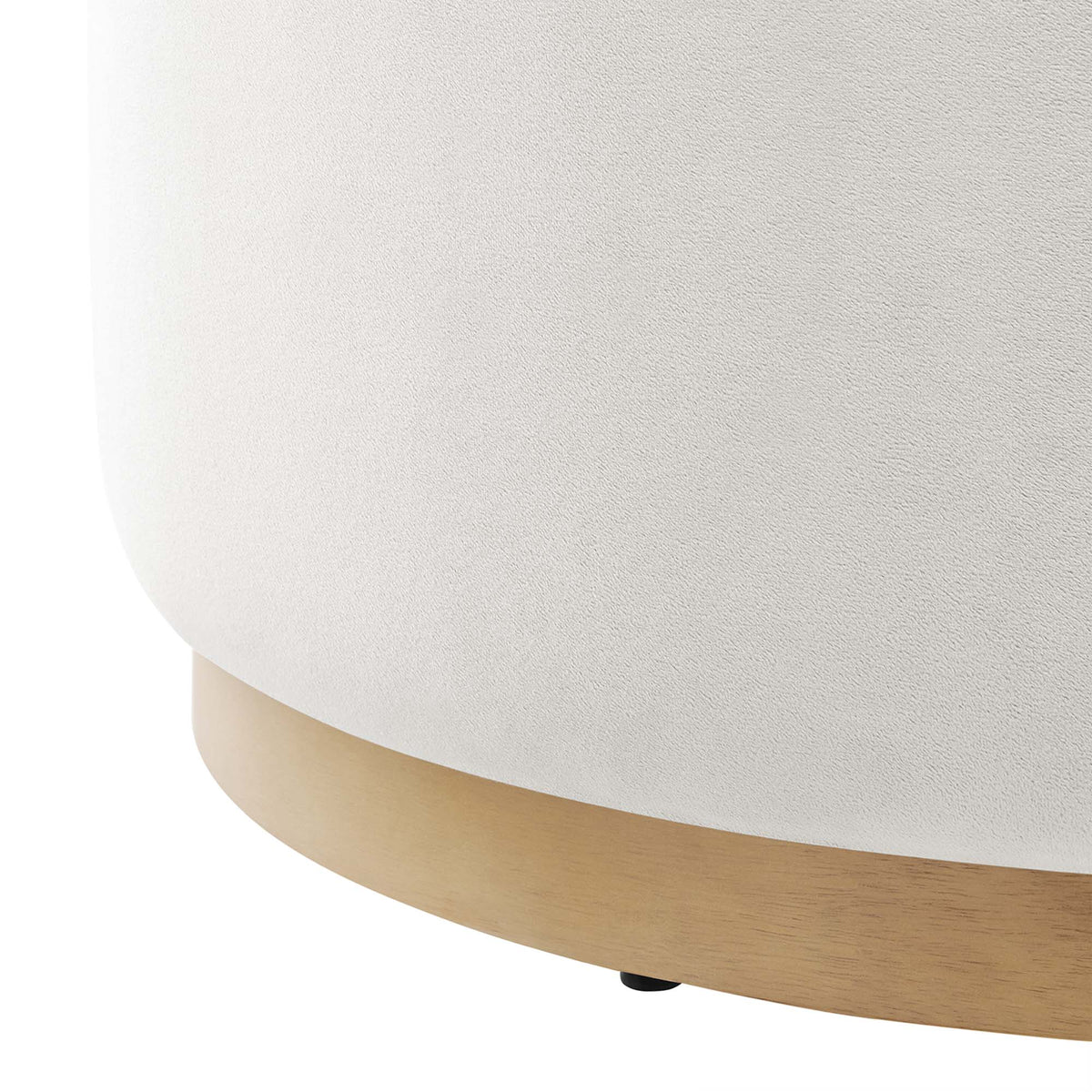 Tilden Large 29" Round Performance Velvet Upholstered Ottoman, Alabaster Natural